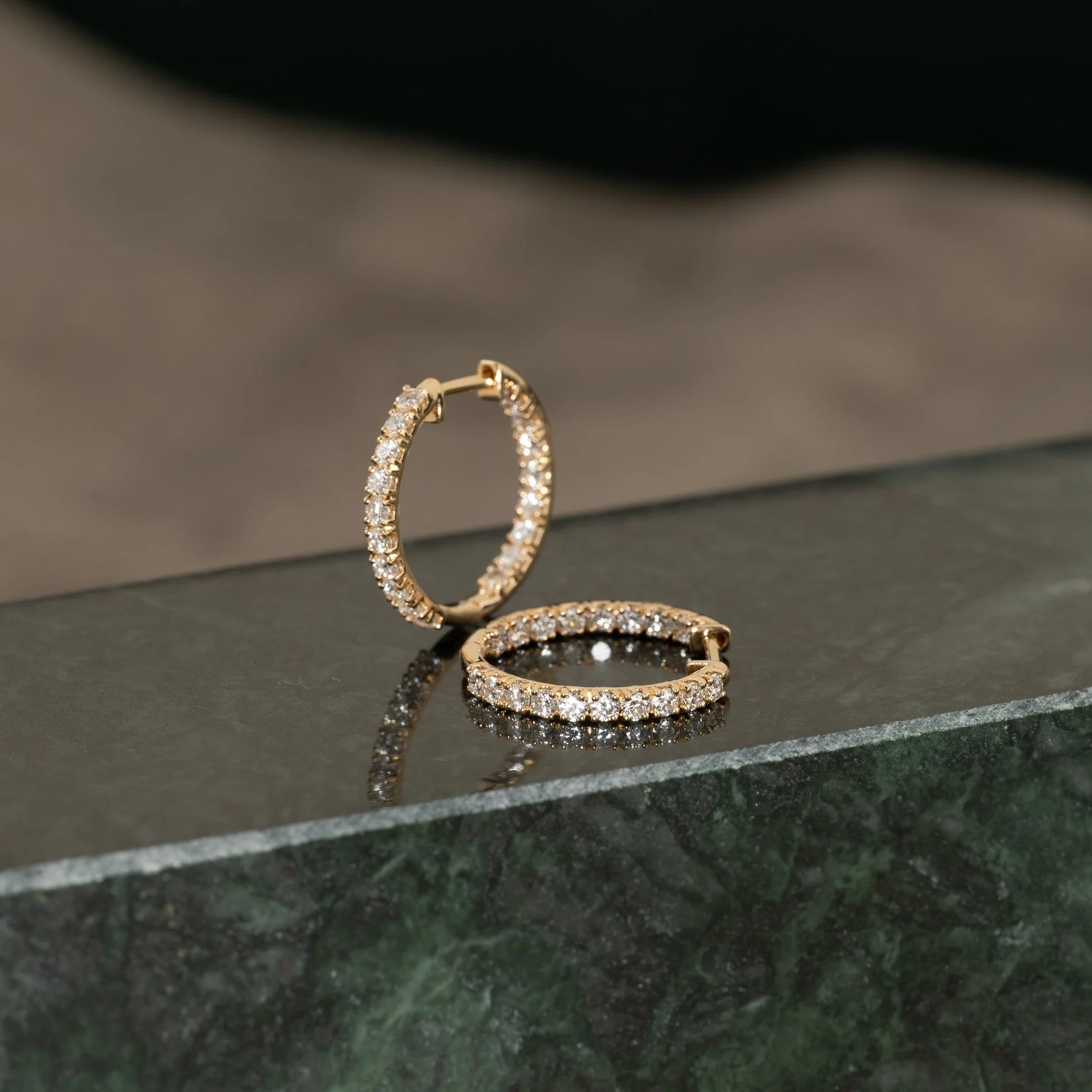 DOUBLE SET LAB-DIAMOND CREOL EARRING - 1.0ct - YG - Image 4