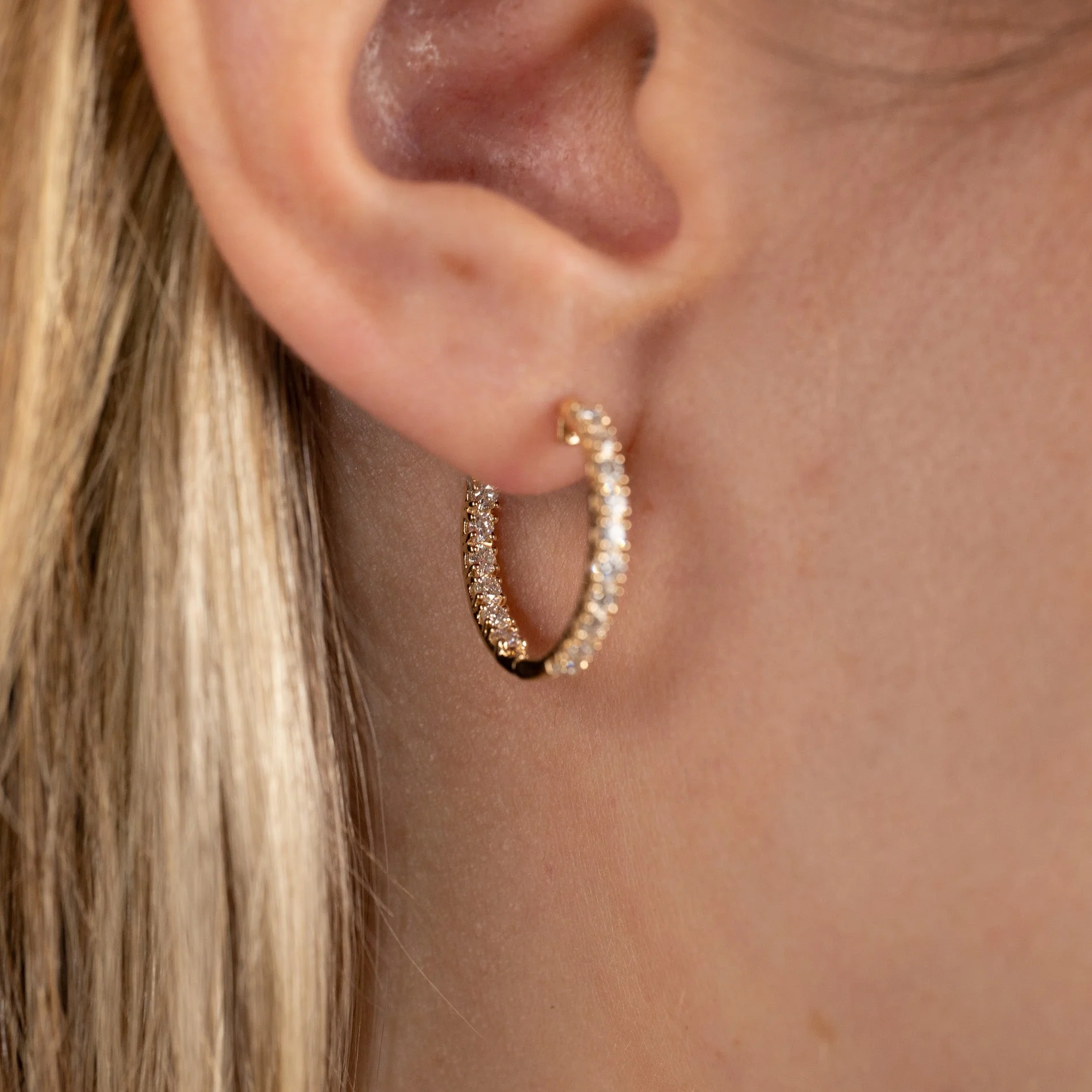 DOUBLE SET LAB-DIAMOND CREOL EARRING - 1.0ct - YG - Image 8