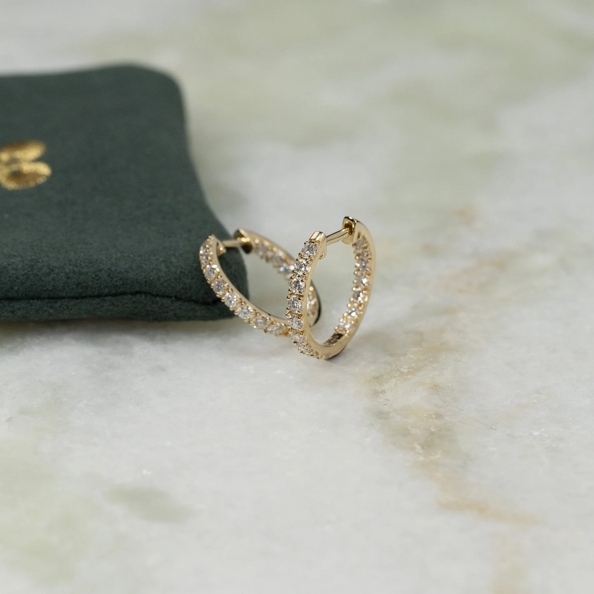 DOUBLE SET DIAMOND CREOL EARRING - Image 4