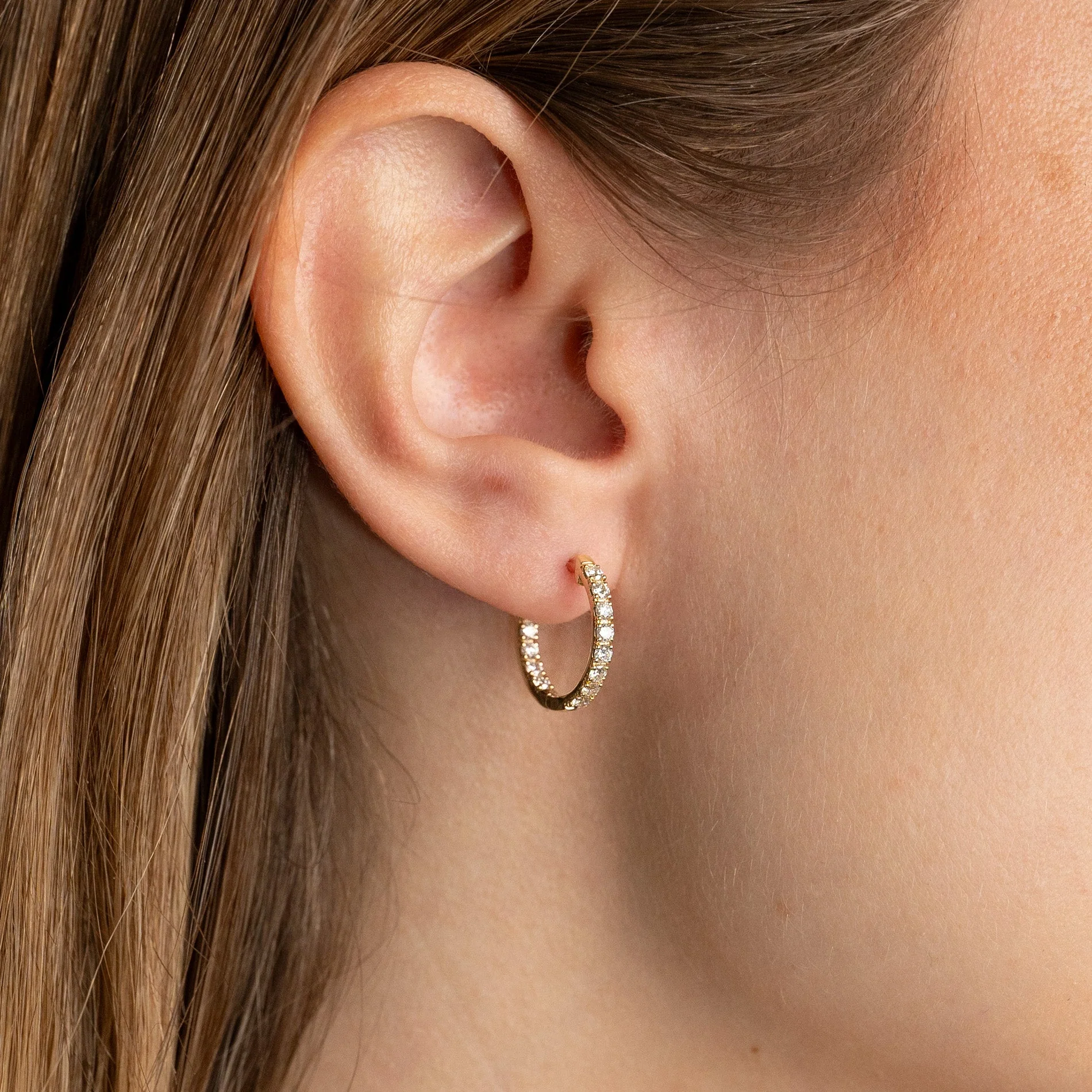 DOUBLE SET LAB-DIAMOND CREOL EARRING - 0.8ct - YG - Image 2