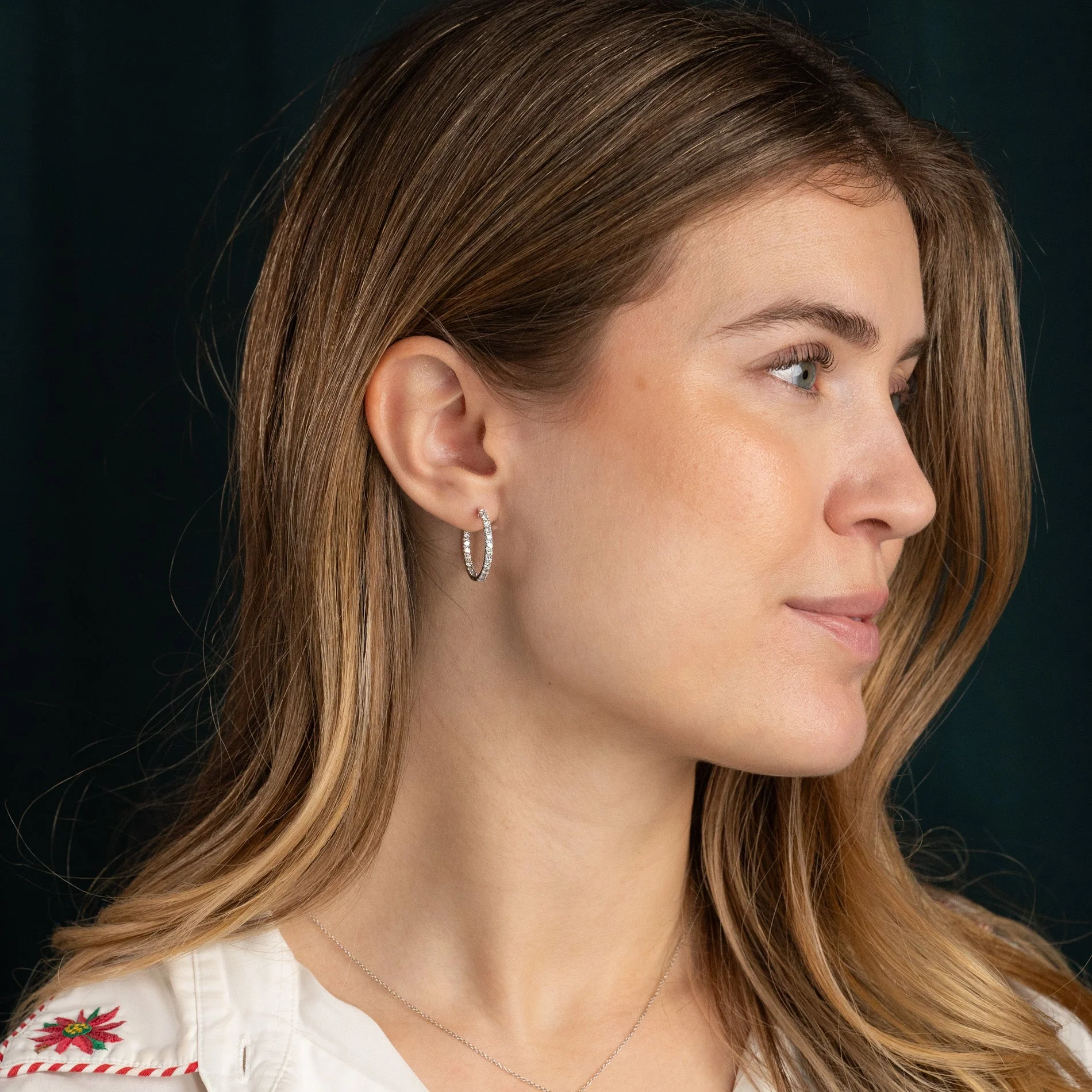 DOUBLE SET LAB-DIAMOND CREOL EARRING - 1.25ct - WG - Image 8