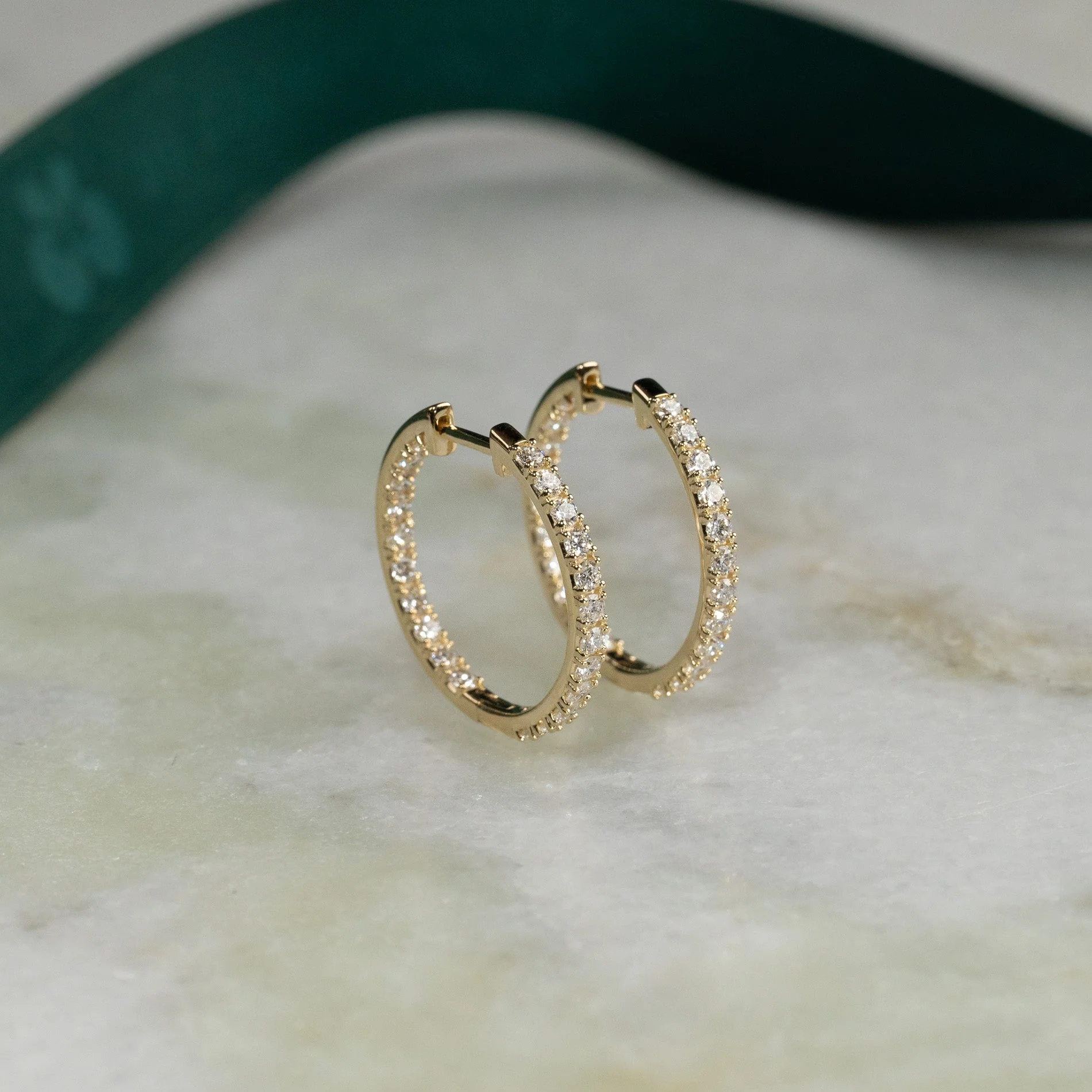 DOUBLE SET DIAMOND CREOL EARRING - Image 6