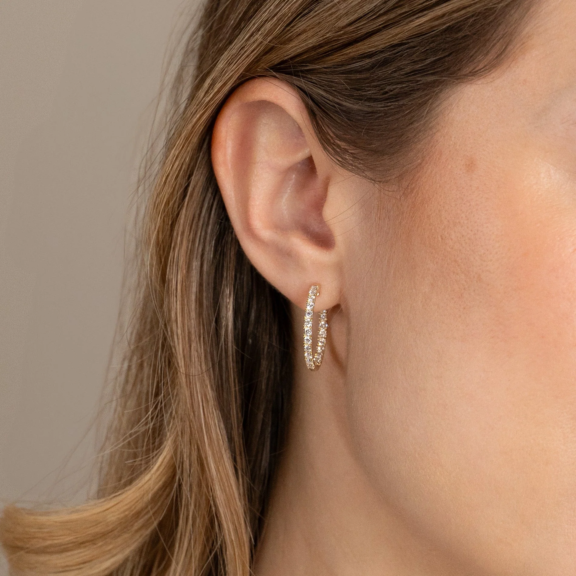 DOUBLE SET LAB-DIAMOND CREOL EARRING - 1.25ct - YG - Image 2