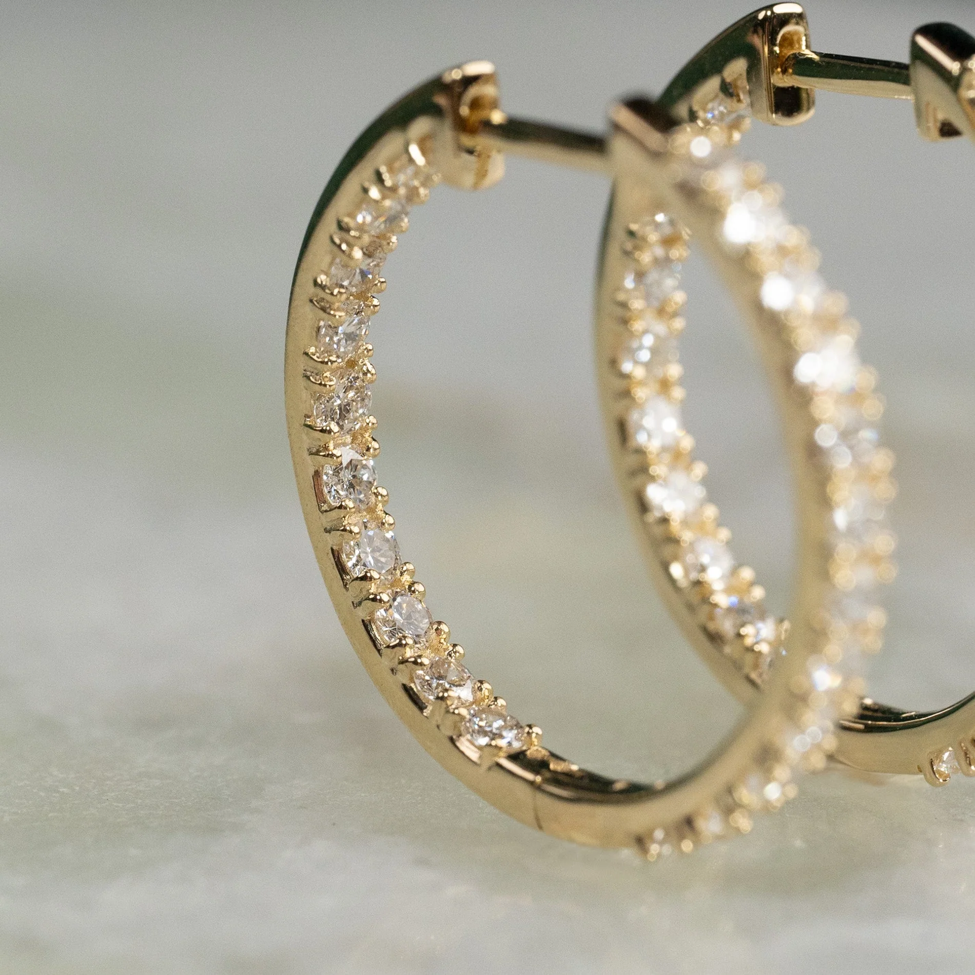 DOUBLE SET LAB-DIAMOND CREOL EARRING - 1.25ct - YG - Image 4