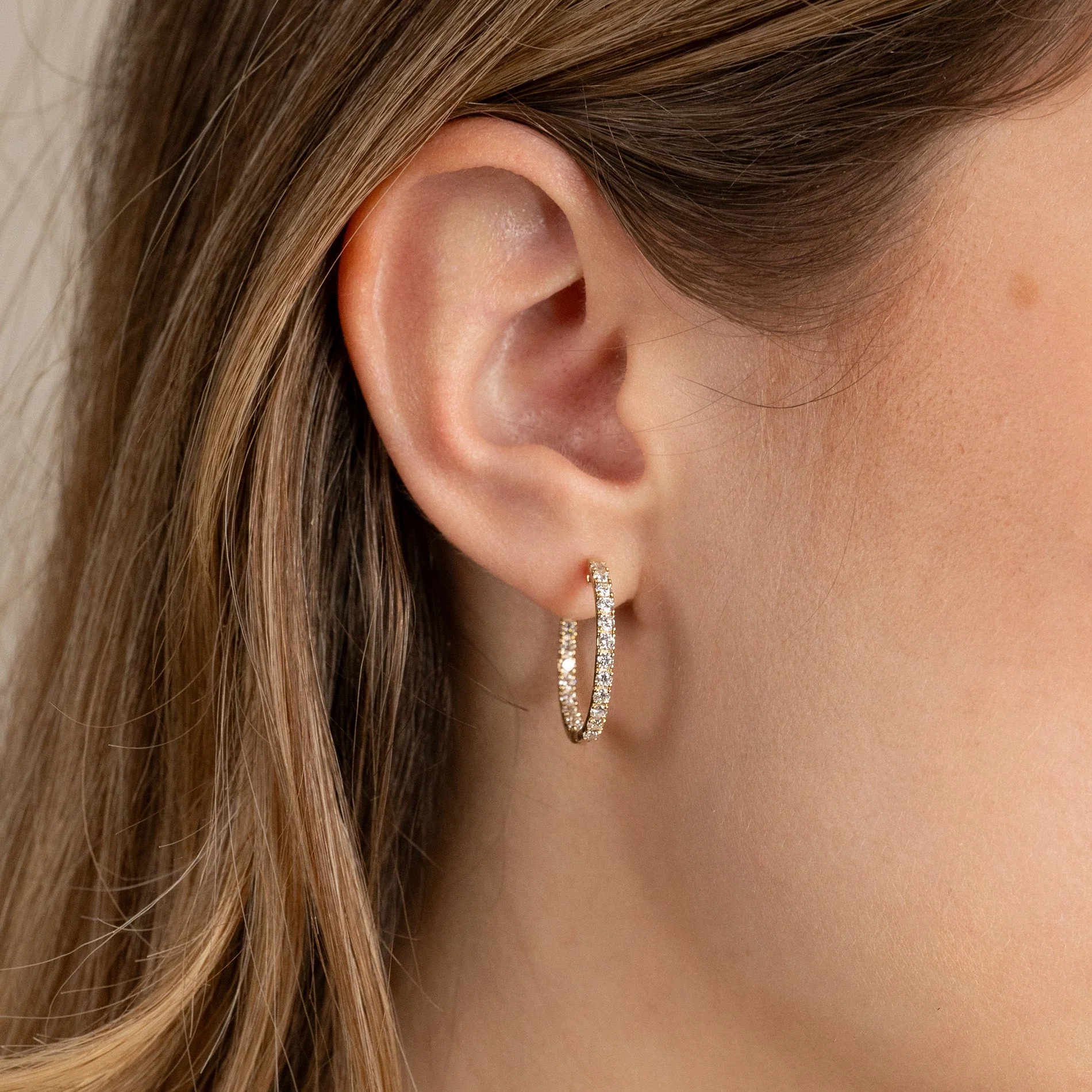 DOUBLE SET LAB-DIAMOND CREOL EARRING - 1.25ct - YG - Image 7