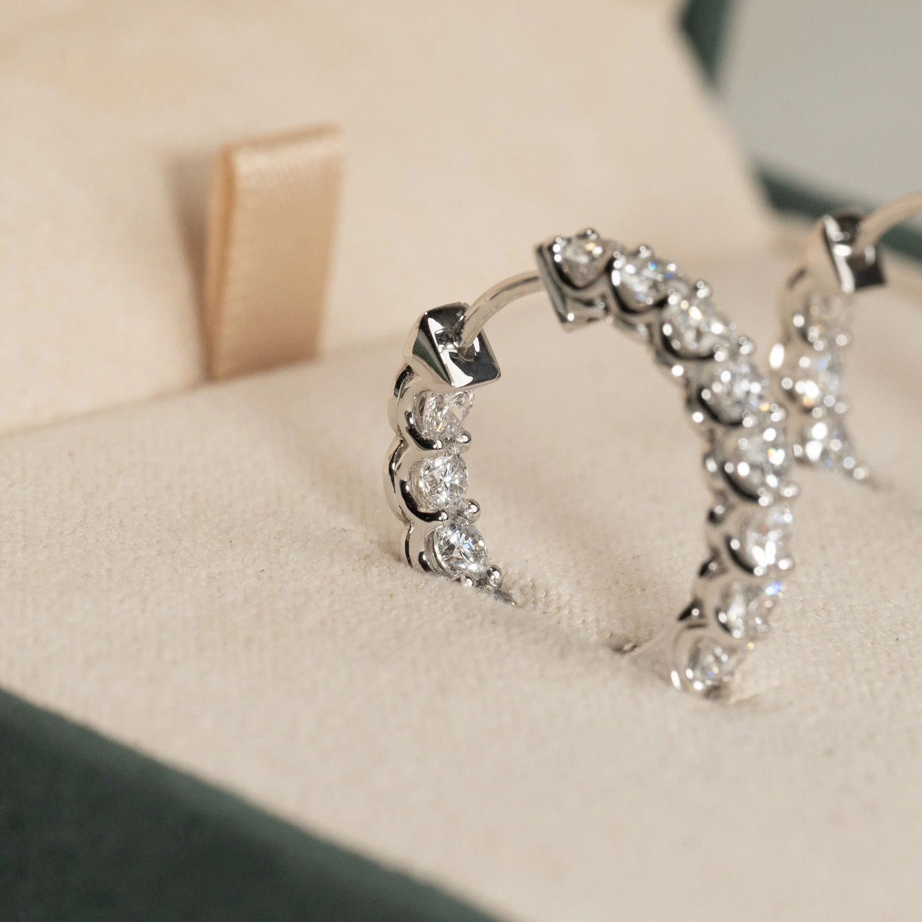 DOUBLE SET SHARED PRONG LAB-DIAMOND CREOL EARRING - 2.8ct - WG - Image 4
