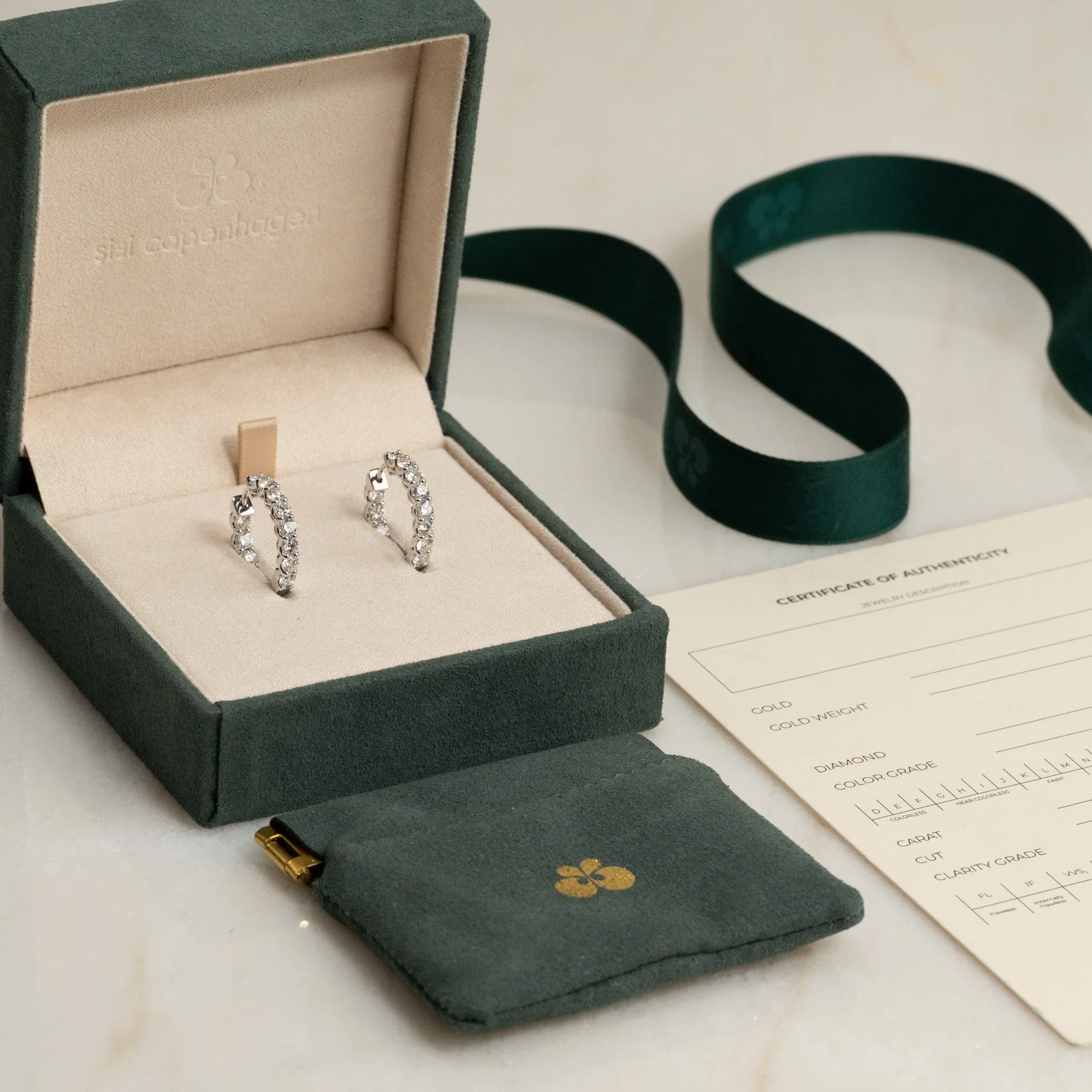 DOUBLE SET SHARED PRONG LAB-DIAMOND CREOL EARRING - 2.8ct - WG - Image 9