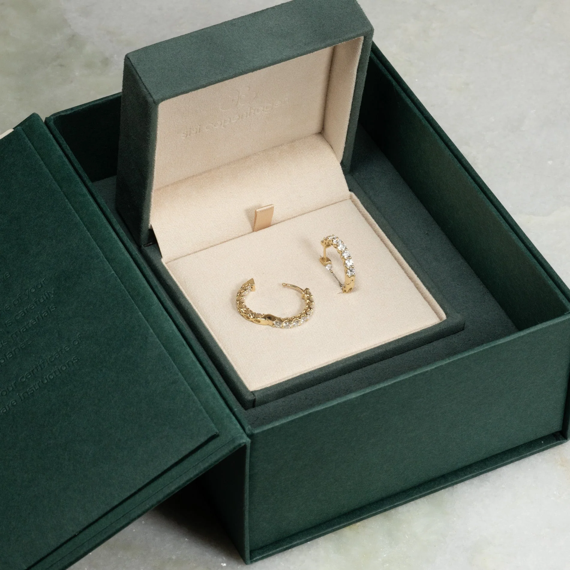 DOUBLE SET SHARED PRONG LAB-DIAMOND CREOL EARRING - 2.8ct - YG - Image 7