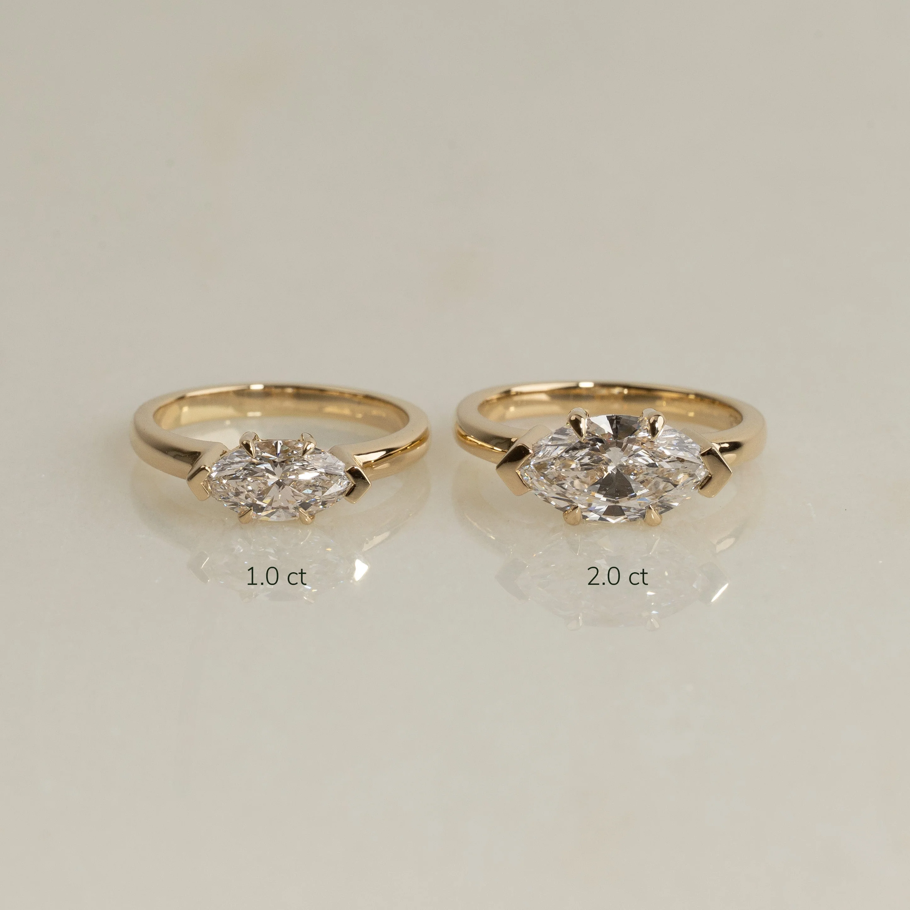 EAST TO WEST MARQUISE-CUT SOLITAIRE LAB-DIAMOND RING - 2.0ct - YG - Image 10