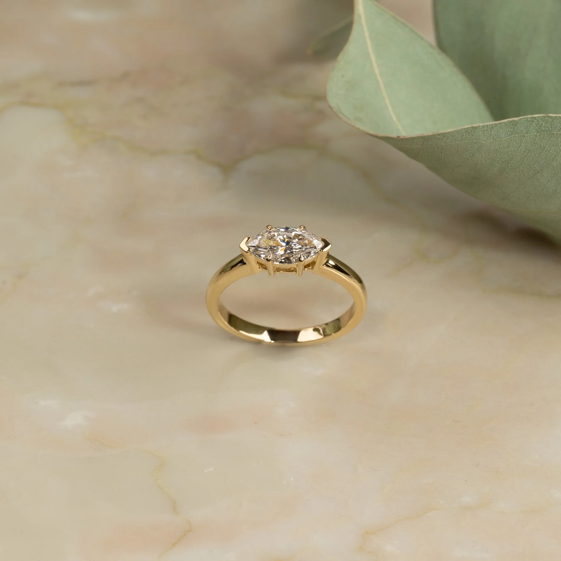 EAST TO WEST MARQUISE-CUT SOLITAIRE DIAMOND RING - Image 2