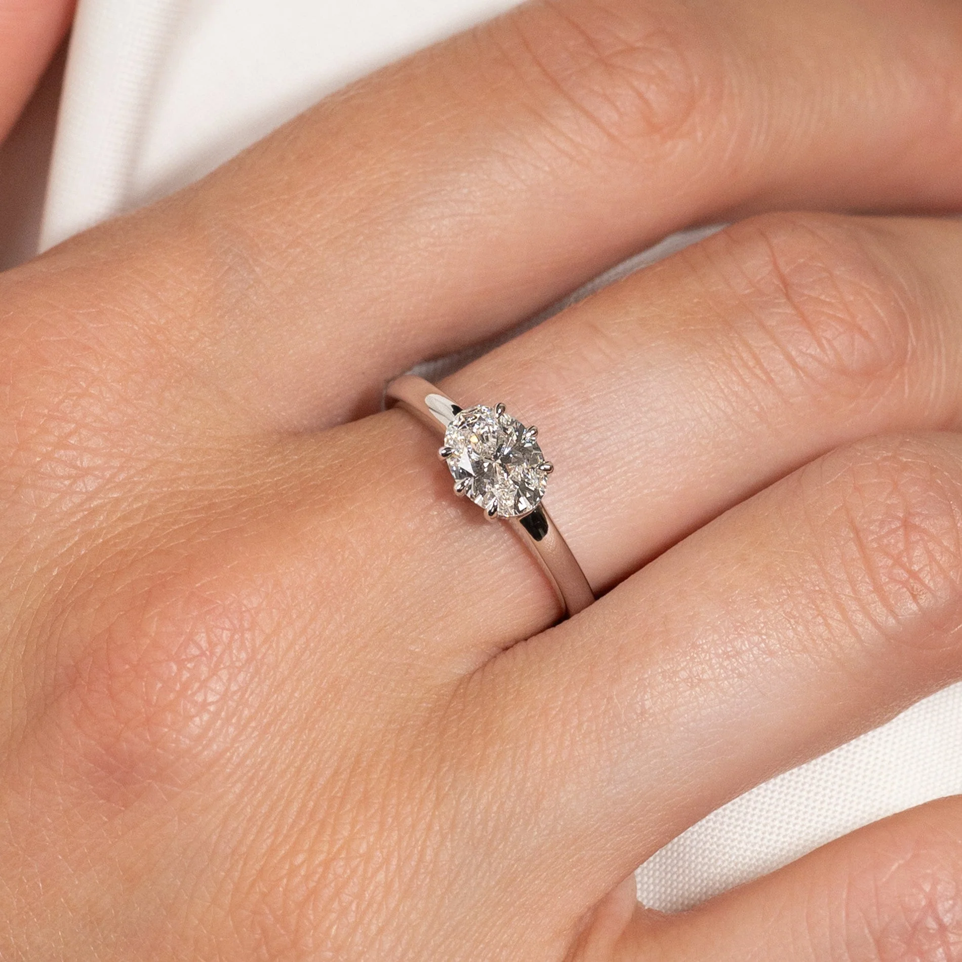EAST TO WEST OVAL-CUT SOLITAIRE LAB-DIAMOND RING - 1.0ct - WG - Image 2