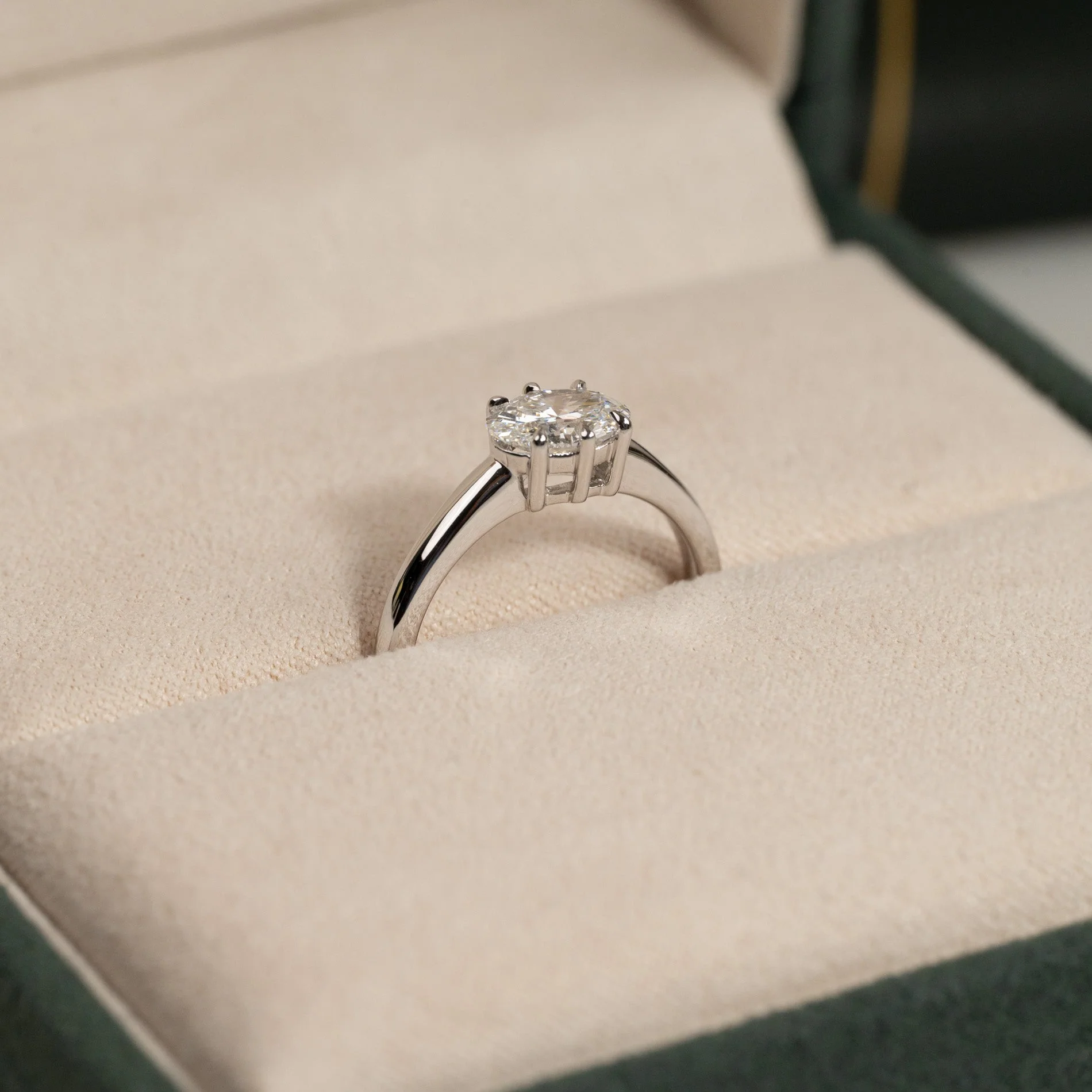 EAST TO WEST OVAL-CUT SOLITAIRE LAB-DIAMOND RING - 1.0ct - WG - Image 3