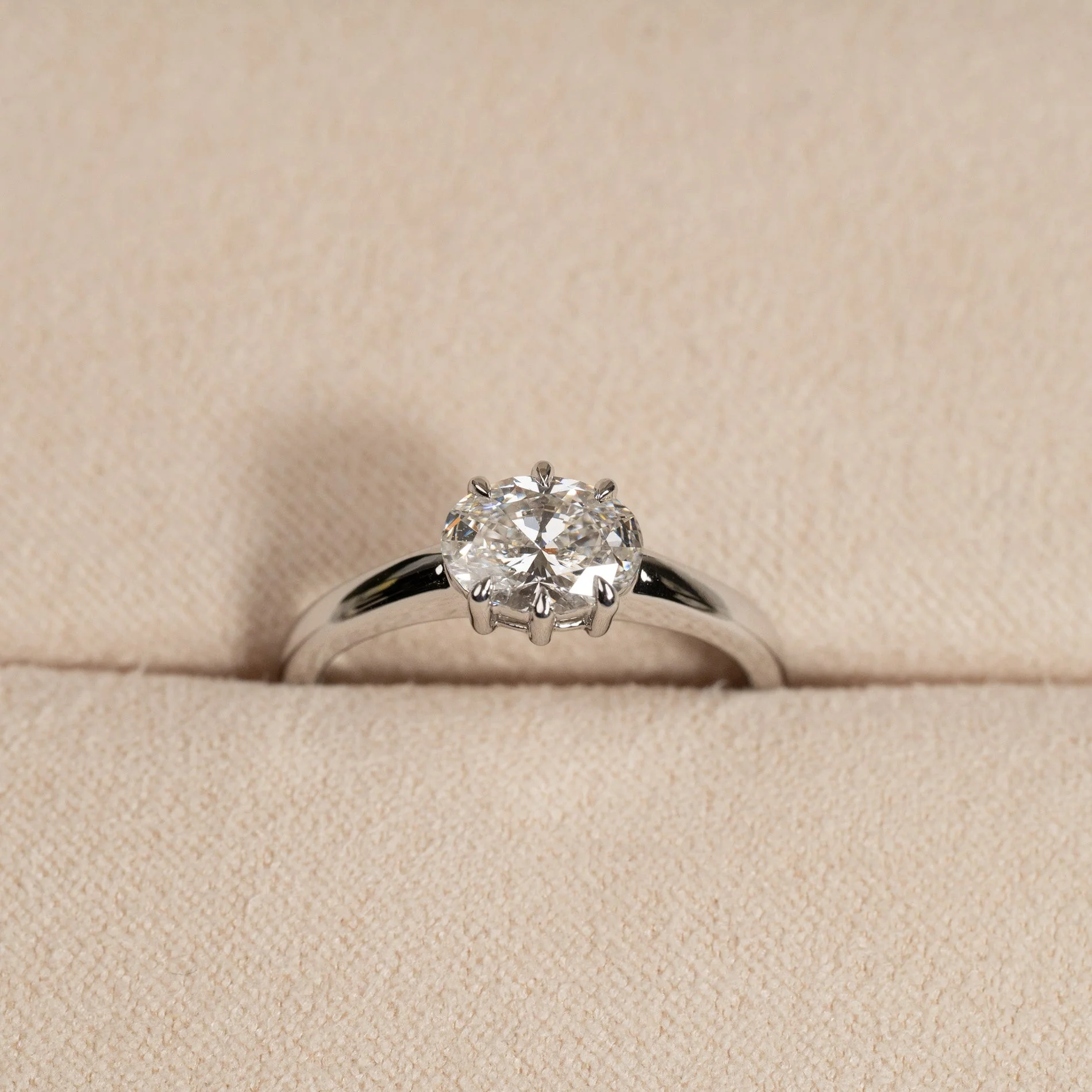 EAST TO WEST OVAL-CUT SOLITAIRE LAB-DIAMOND RING - 1.0ct - WG - Image 5