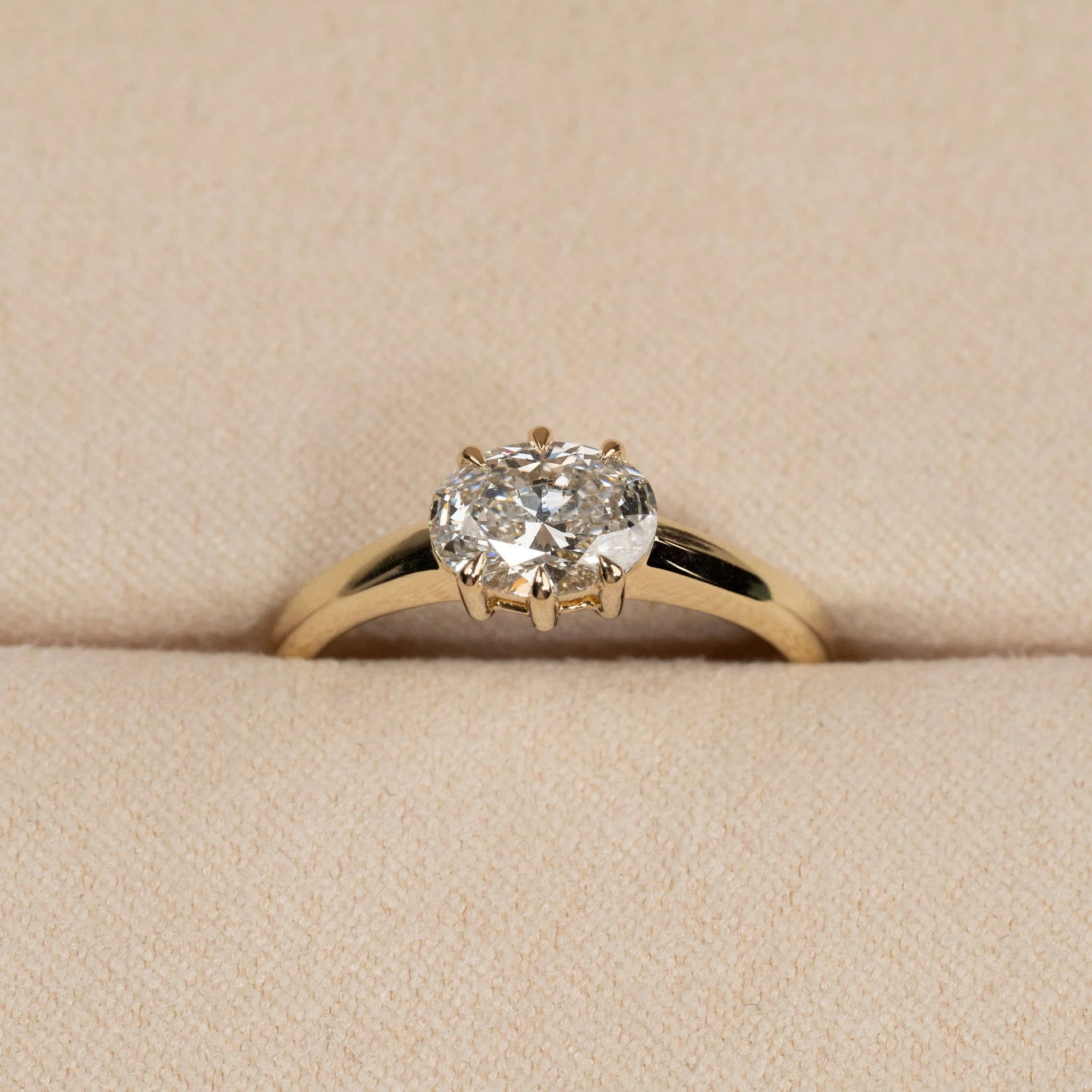 EAST TO WEST OVAL-CUT SOLITAIRE LAB-DIAMOND RING - 1.0ct - YG - Image 3