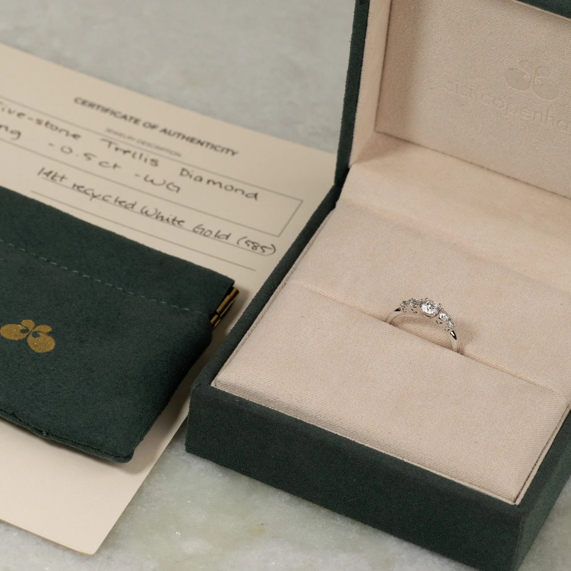 FIVE-STONE TRELLIS LAB-DIAMOND RING - 0.5ct - WG - Image 7
