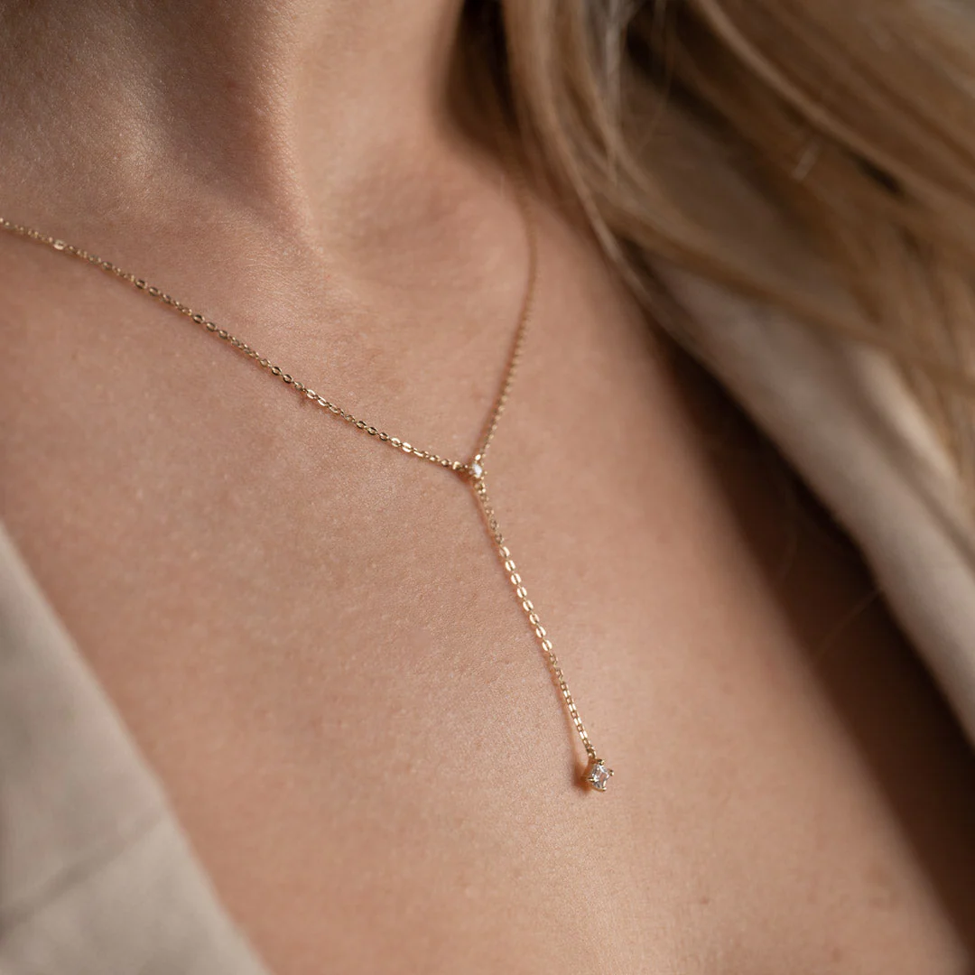 ELENORA CRYSTAL SOLID GOLD NECKLACE - Image 3