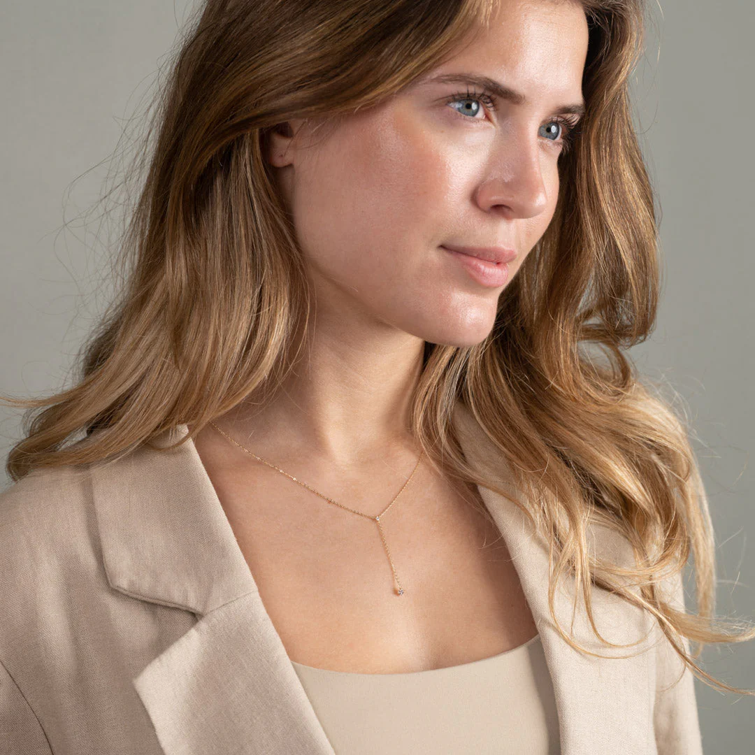 ELENORA CRYSTAL SOLID GOLD NECKLACE - Image 6