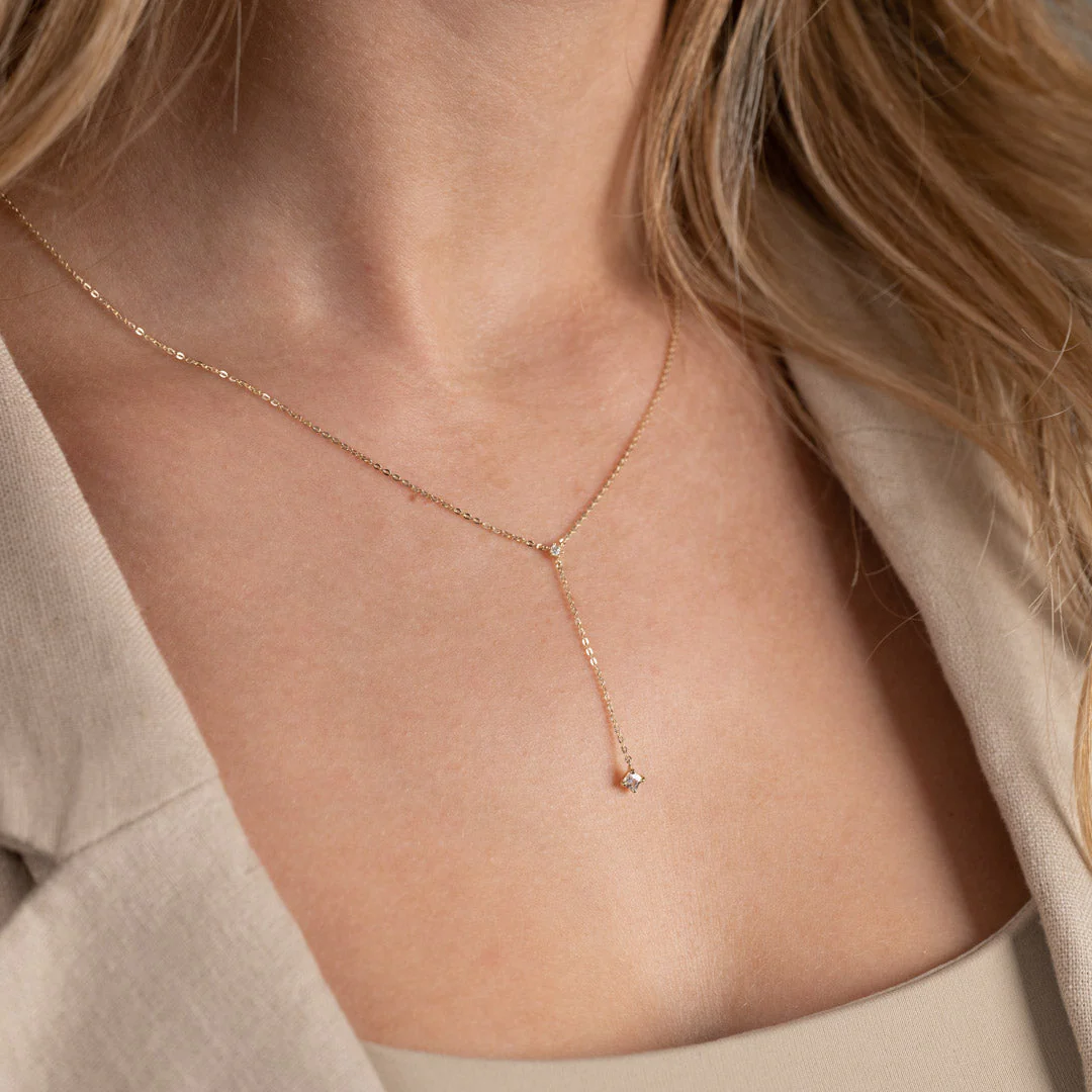 ELENORA CRYSTAL SOLID GOLD NECKLACE - Image 8