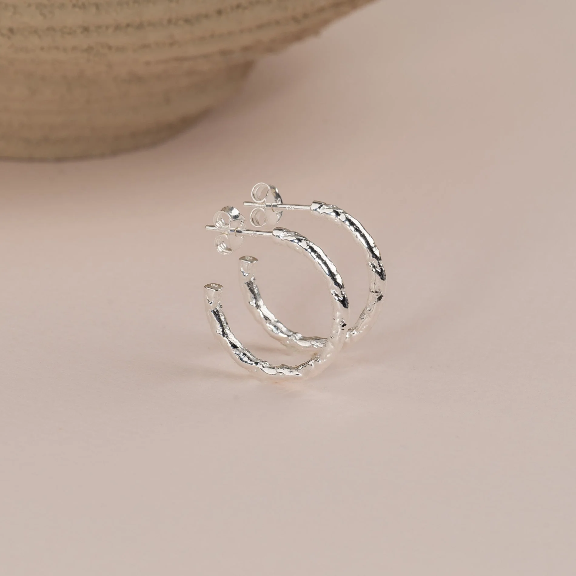 ELMA MEDIUM SILVER CREOL EARRING - Image 3