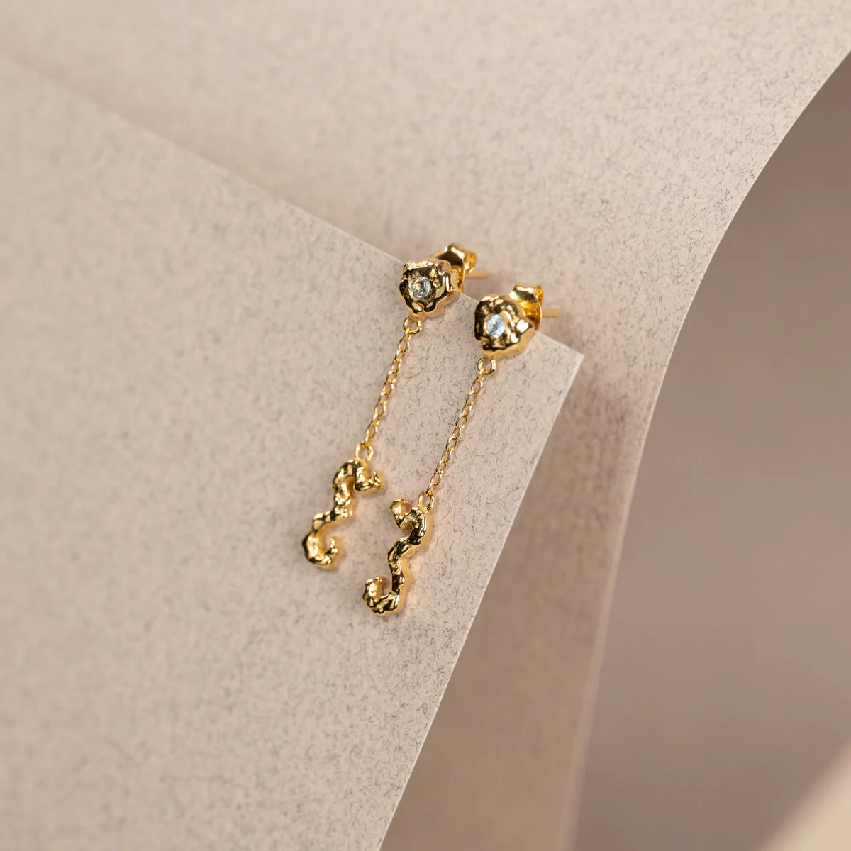 EMILIA BLUE TOPAZ GOLDEN EARRING - Image 3