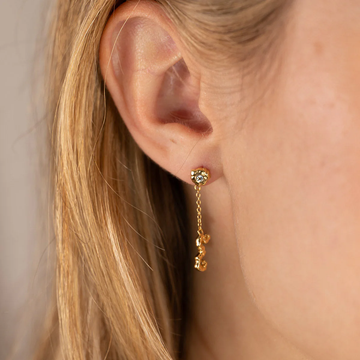 EMILIA BLUE TOPAZ GOLDEN EARRING - Image 4