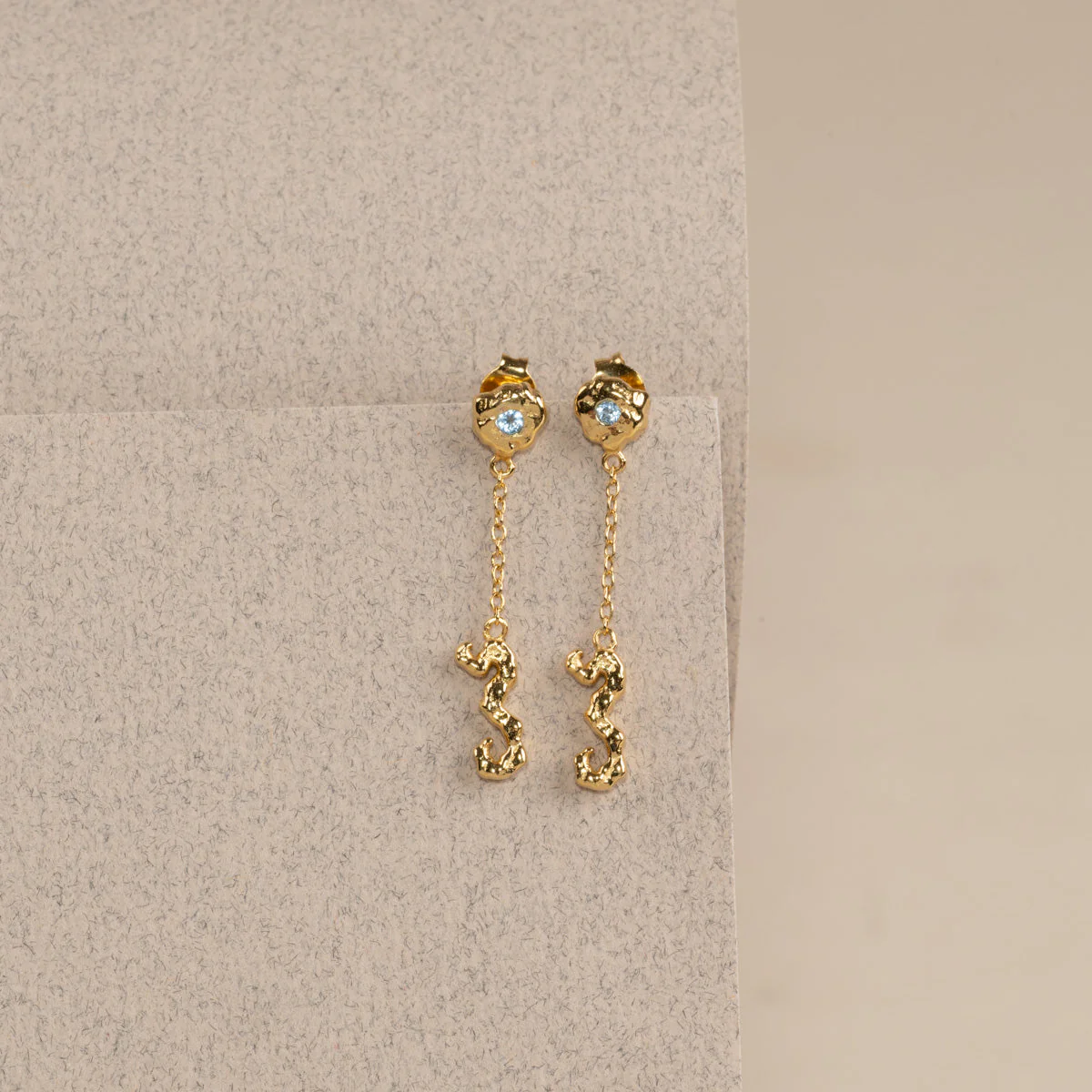 EMILIA BLUE TOPAZ GOLDEN EARRING - Image 5