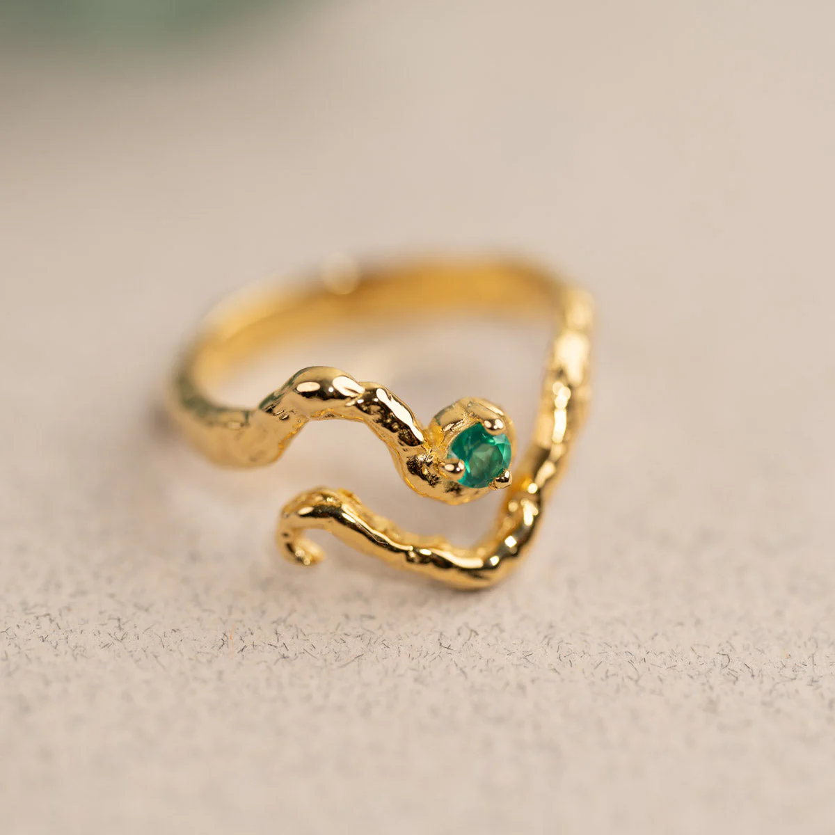 EMILIA GREEN AGATE GOLDEN RING - Image 5