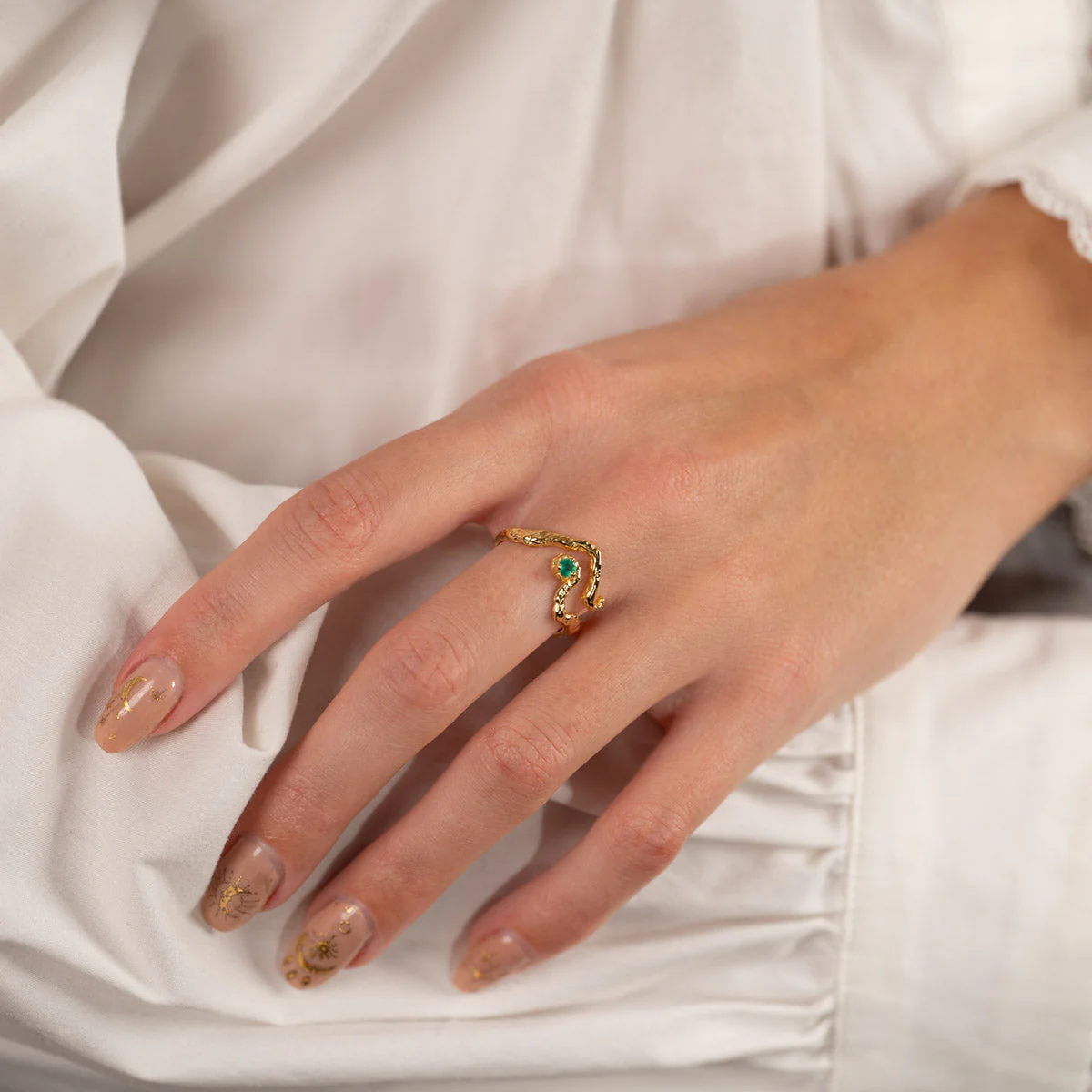 EMILIA GREEN AGATE GOLDEN RING - Image 6