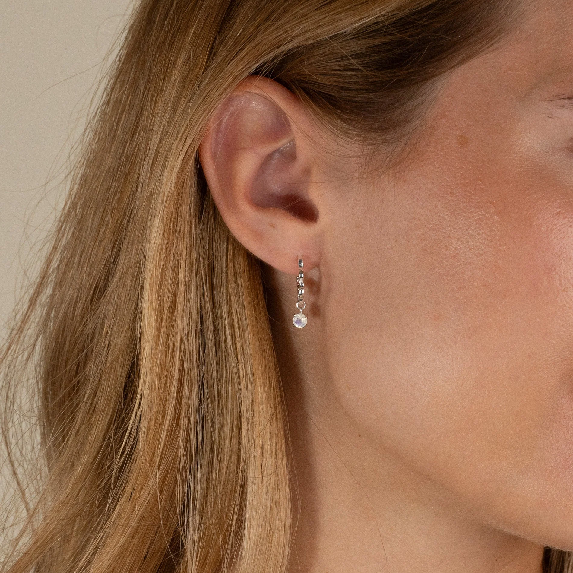 EMILIA MOONSTONE SILVER CREOL EARRING - Image 5