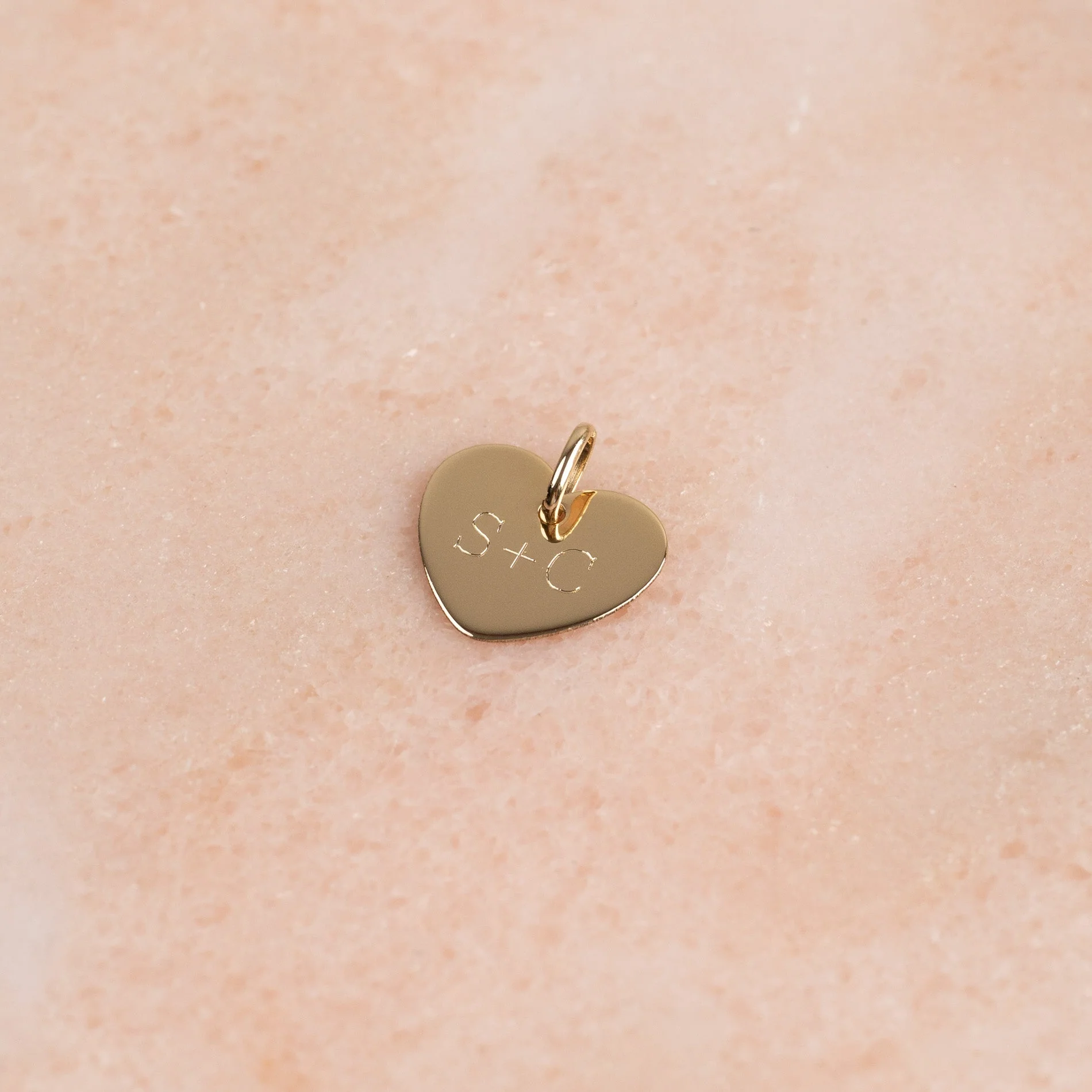 ENGRAVABLE HEART SOLID GOLD PENDANT - 12mm - Image 2