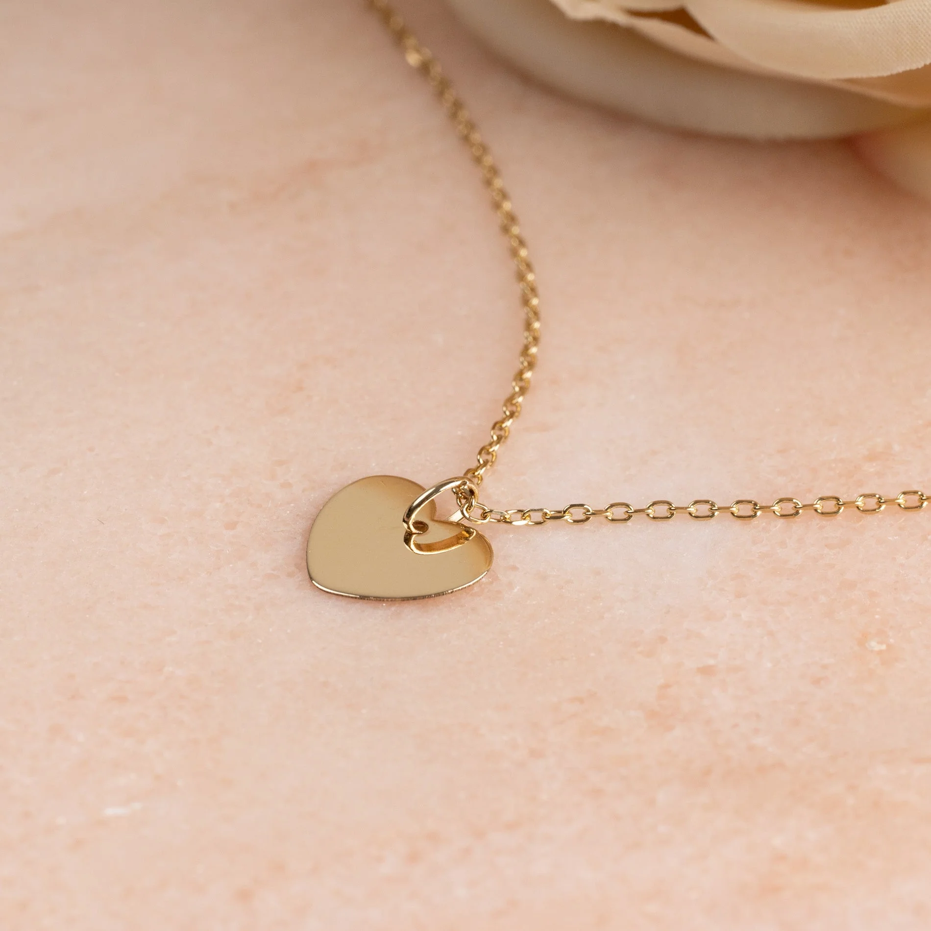 ENGRAVABLE HEART SOLID GOLD PENDANT - 12mm - Image 3