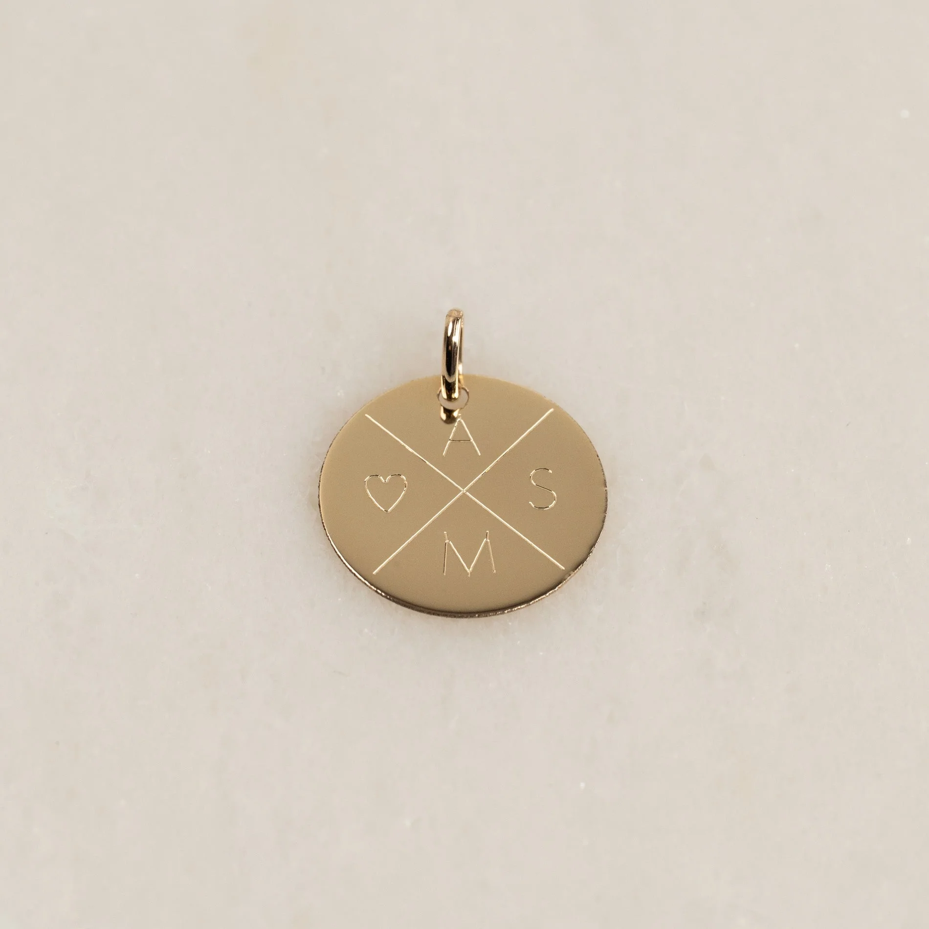 ENGRAVABLE ROUND SOLID GOLD PENDANT - 15mm - Image 2