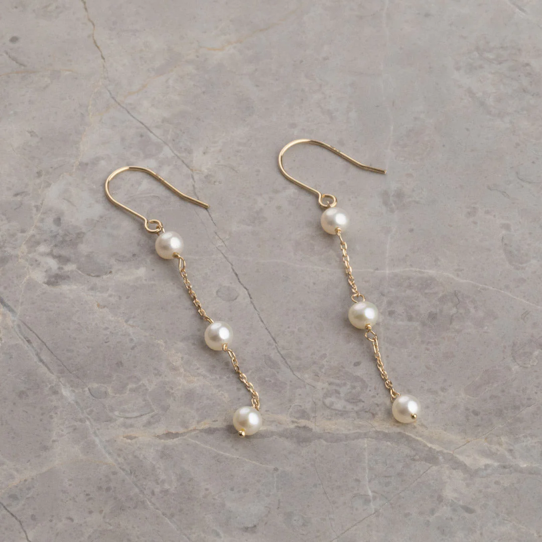 ERICA PEARL SOLID GOLD EARRING - Image 3