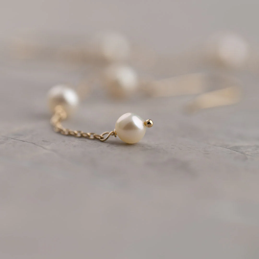 ERICA PEARL SOLID GOLD EARRING - Image 5