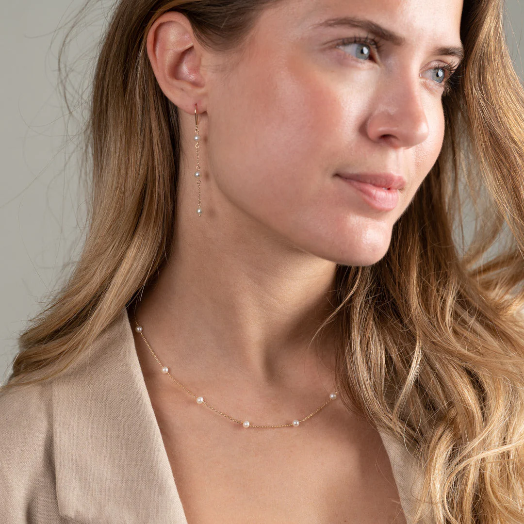 ERICA PEARL SOLID GOLD NECKLACE - Image 3