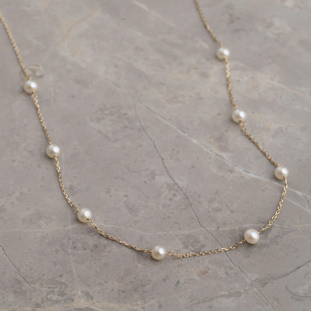 ERICA PEARL SOLID GOLD NECKLACE - Image 4