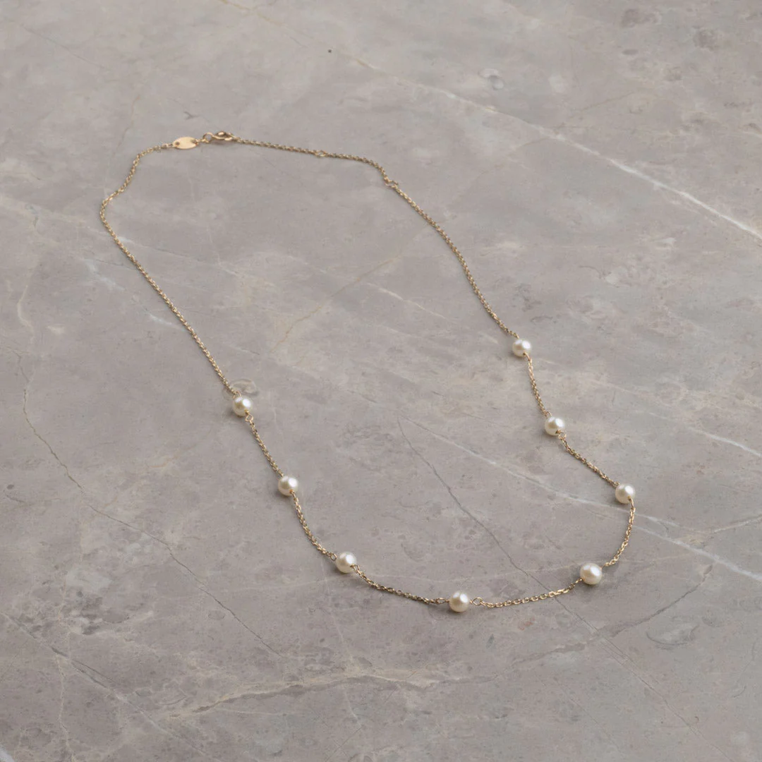 ERICA PEARL SOLID GOLD NECKLACE - Image 5