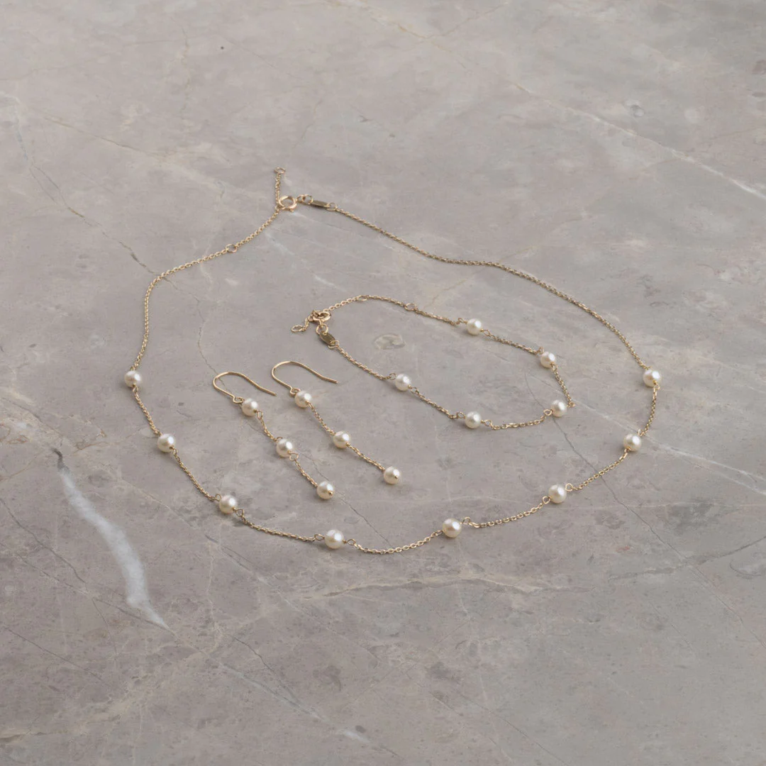 ERICA PEARL SOLID GOLD NECKLACE - Image 9