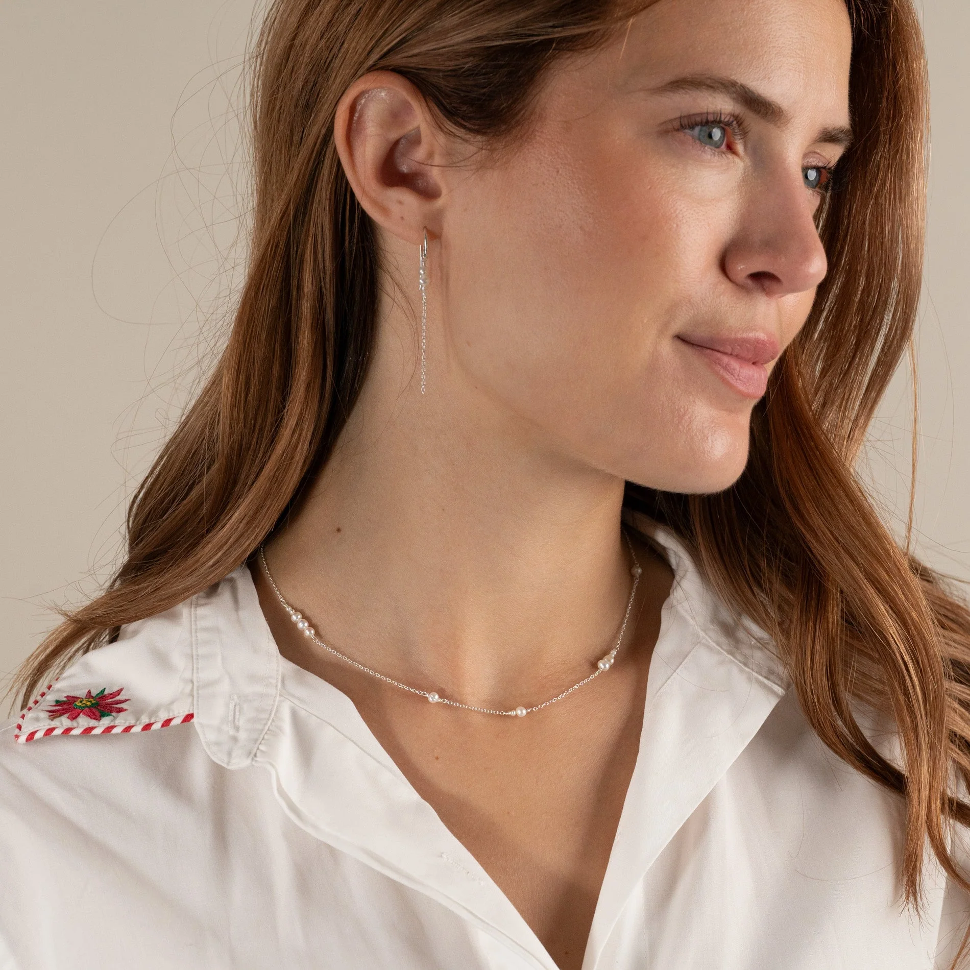 EVIE PEARL SILVER NECKLACE - Image 5