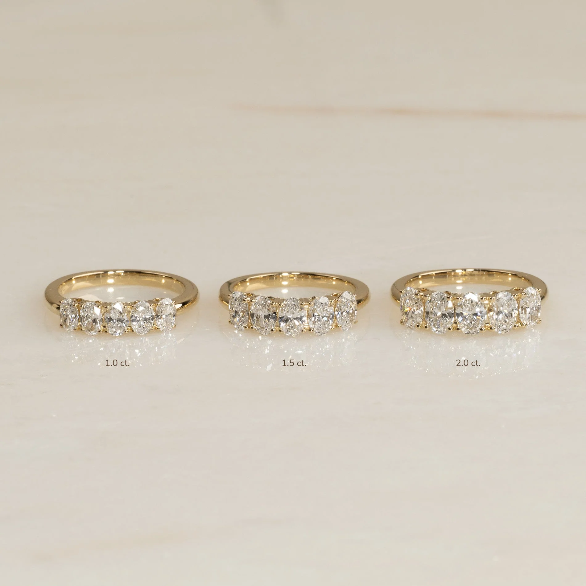 FIVE STONE OVAL-CUT LAB-DIAMOND RING - 1.0ct - YG - Image 10
