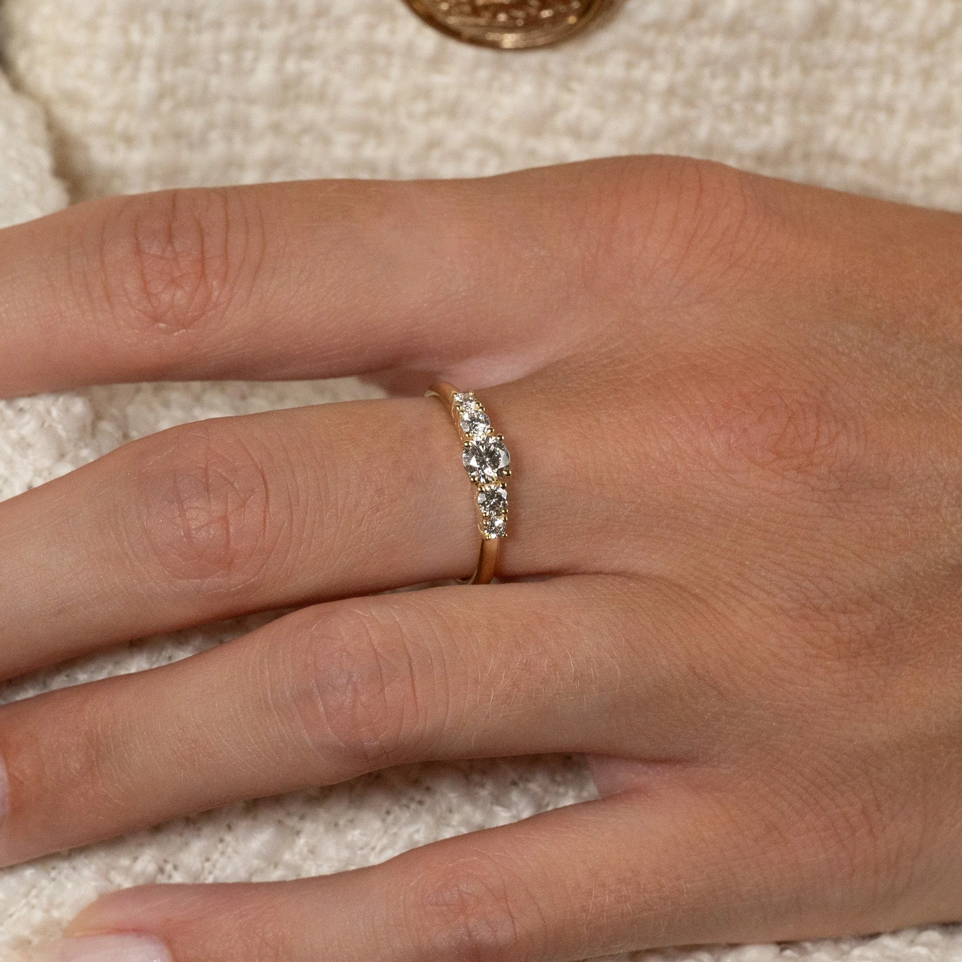 FIVE-STONE TRELLIS LAB-DIAMOND RING - 0.5ct - YG - Image 7