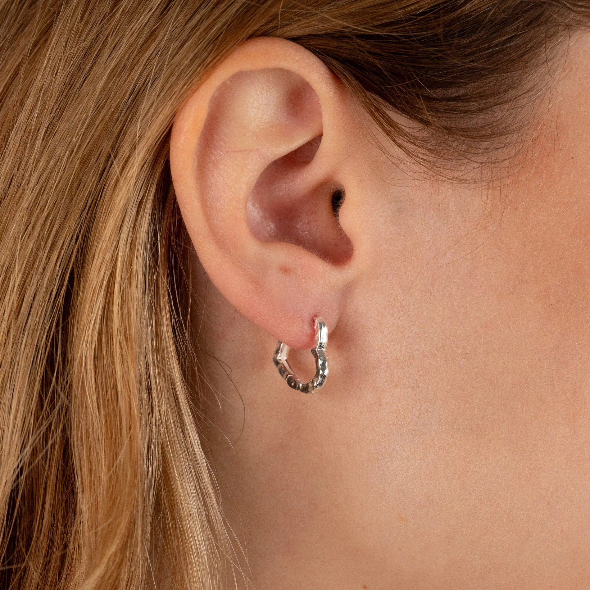 FREYA SILVER CREOL EARRING - Image 2