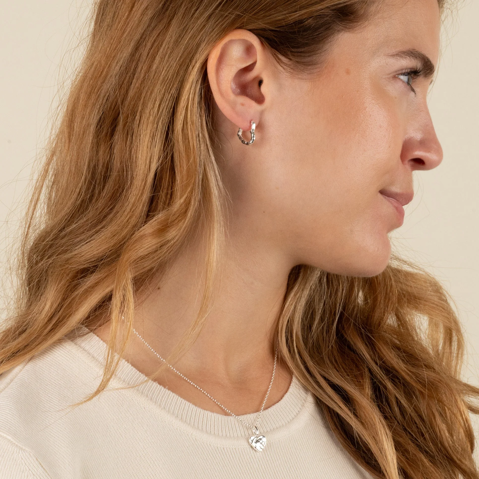 FREYA SILVER CREOL EARRING - Image 7
