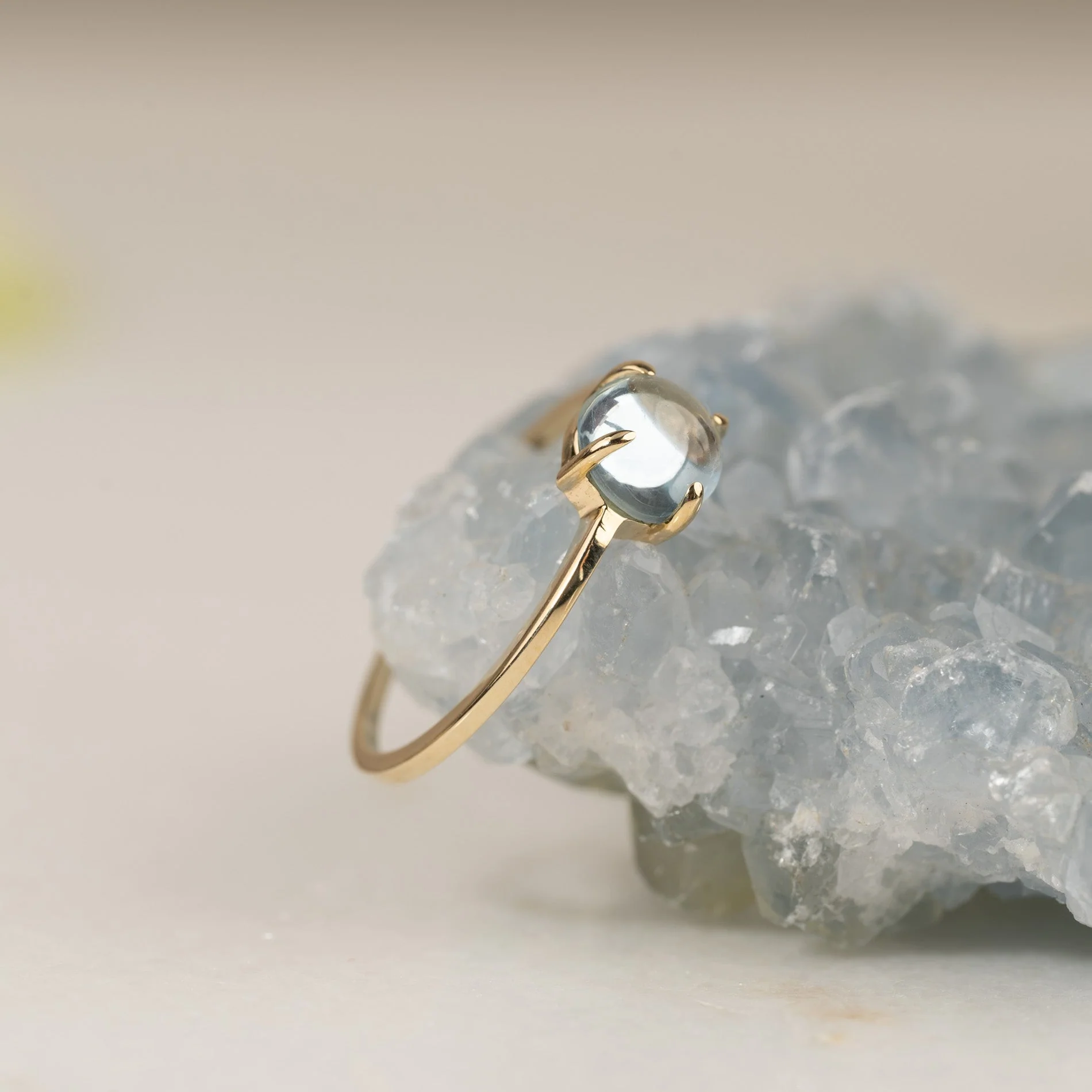 GABI BLUE TOPAZ SOLID GOLD RING - Image 3