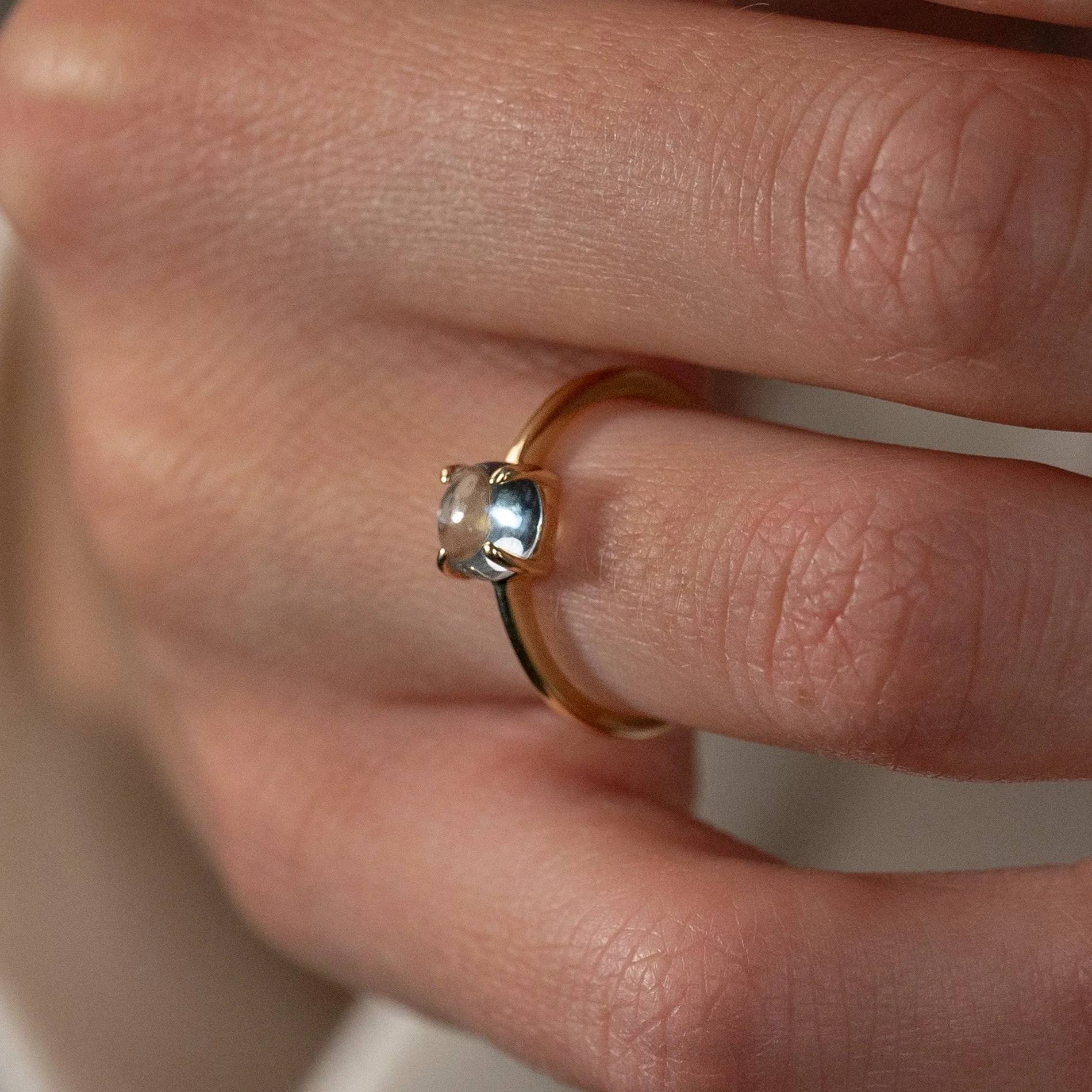 GABI BLUE TOPAZ SOLID GOLD RING - Image 6