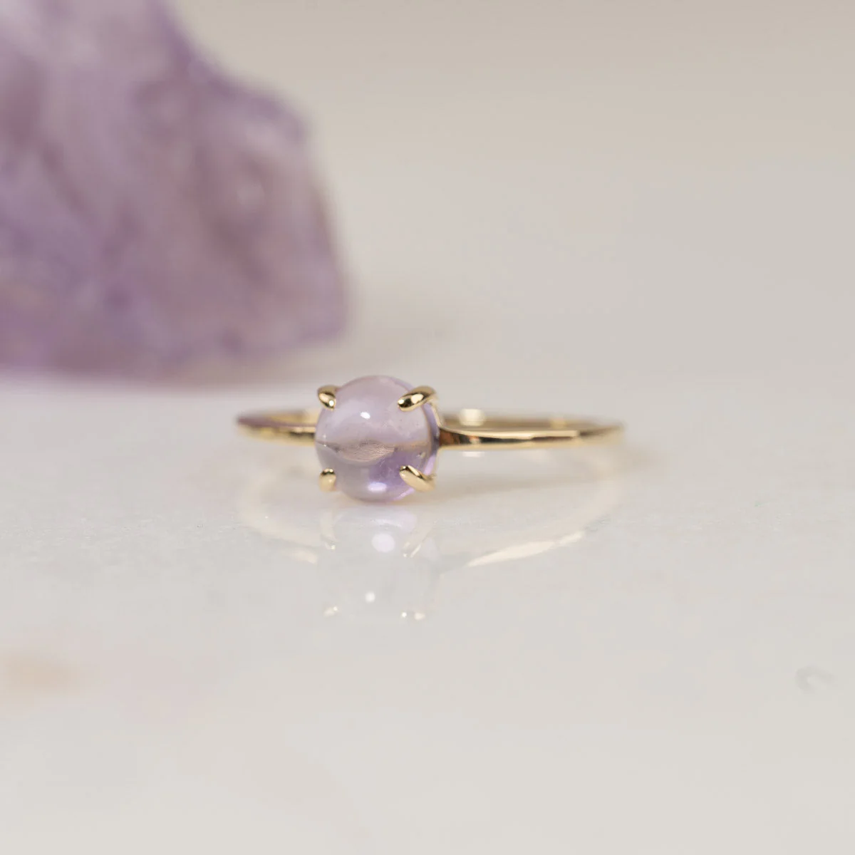 GABI PURPLE AMETHYST SOLID GOLD RING - Image 3