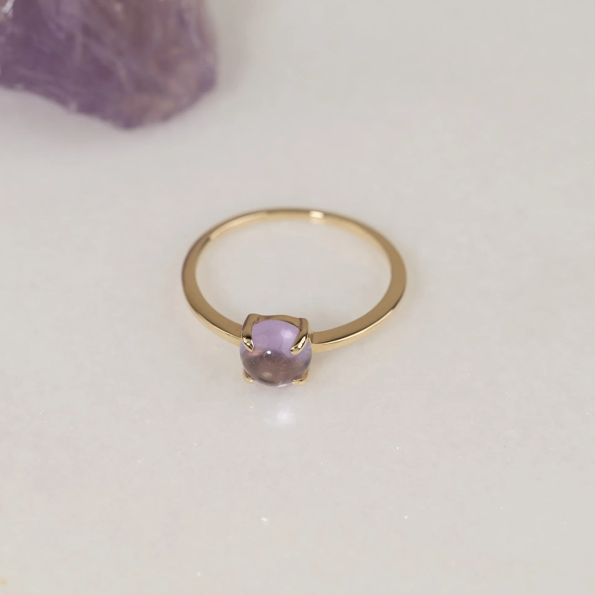GABI PURPLE AMETHYST SOLID GOLD RING - Image 4