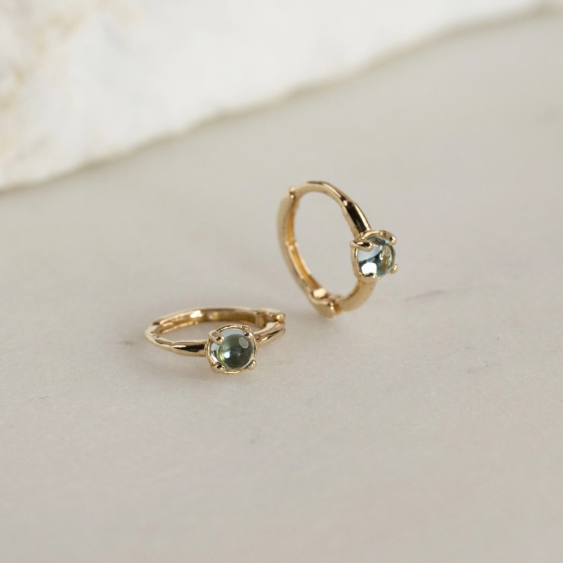 GABRIELLA BLUE TOPAZ SOLID GOLD CREOL EARRING - Image 4