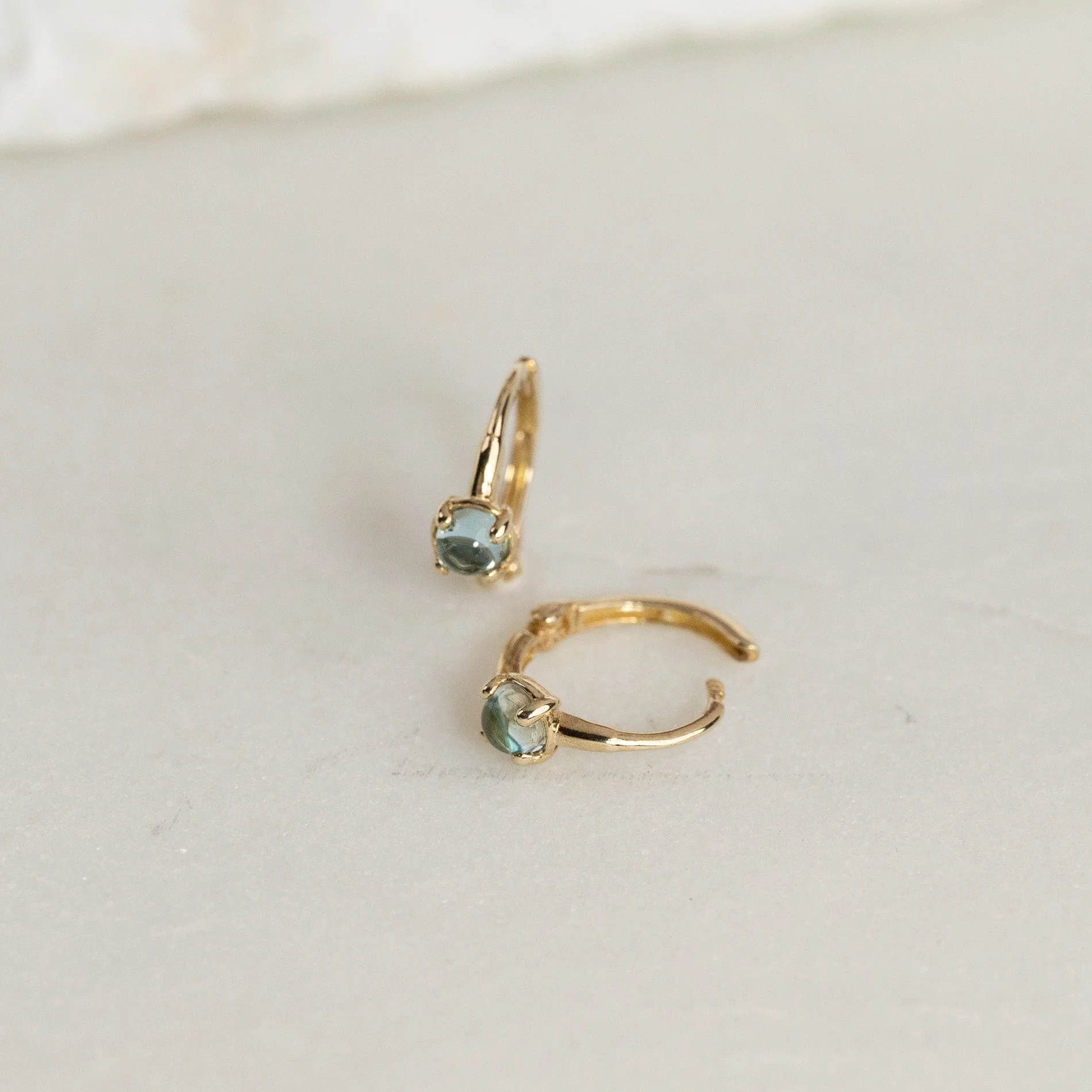 GABRIELLA BLUE TOPAZ SOLID GOLD CREOL EARRING - Image 6