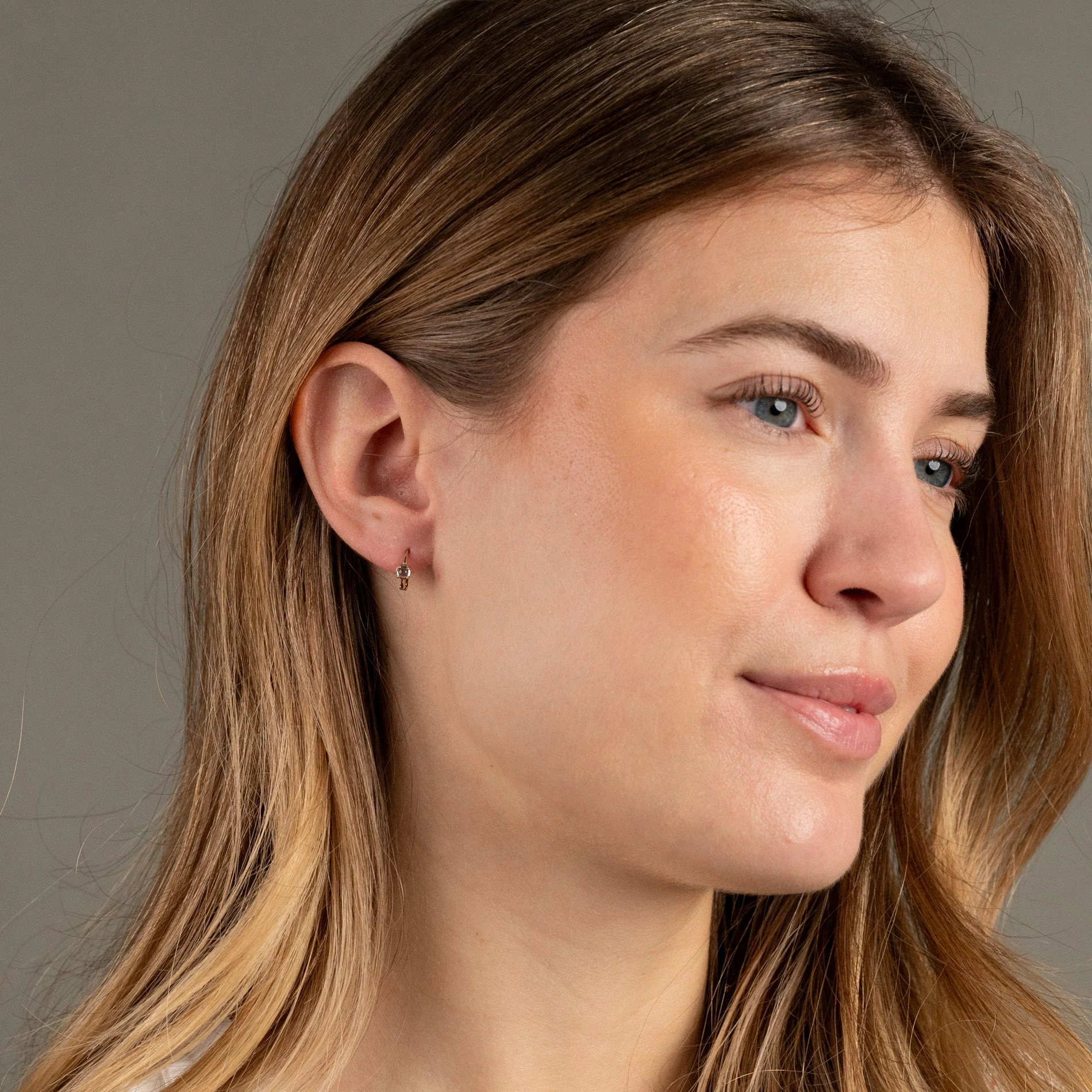 GABRIELLA BLUE TOPAZ SOLID GOLD CREOL EARRING - Image 7